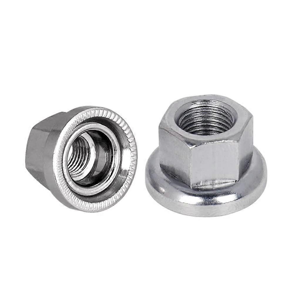 Bicycle Wheel Nuts 3/8 Inch Stainless Steel Hub Flange Nut with Locking Toothing Hex Nut for Bicycle Axles 3/8-26