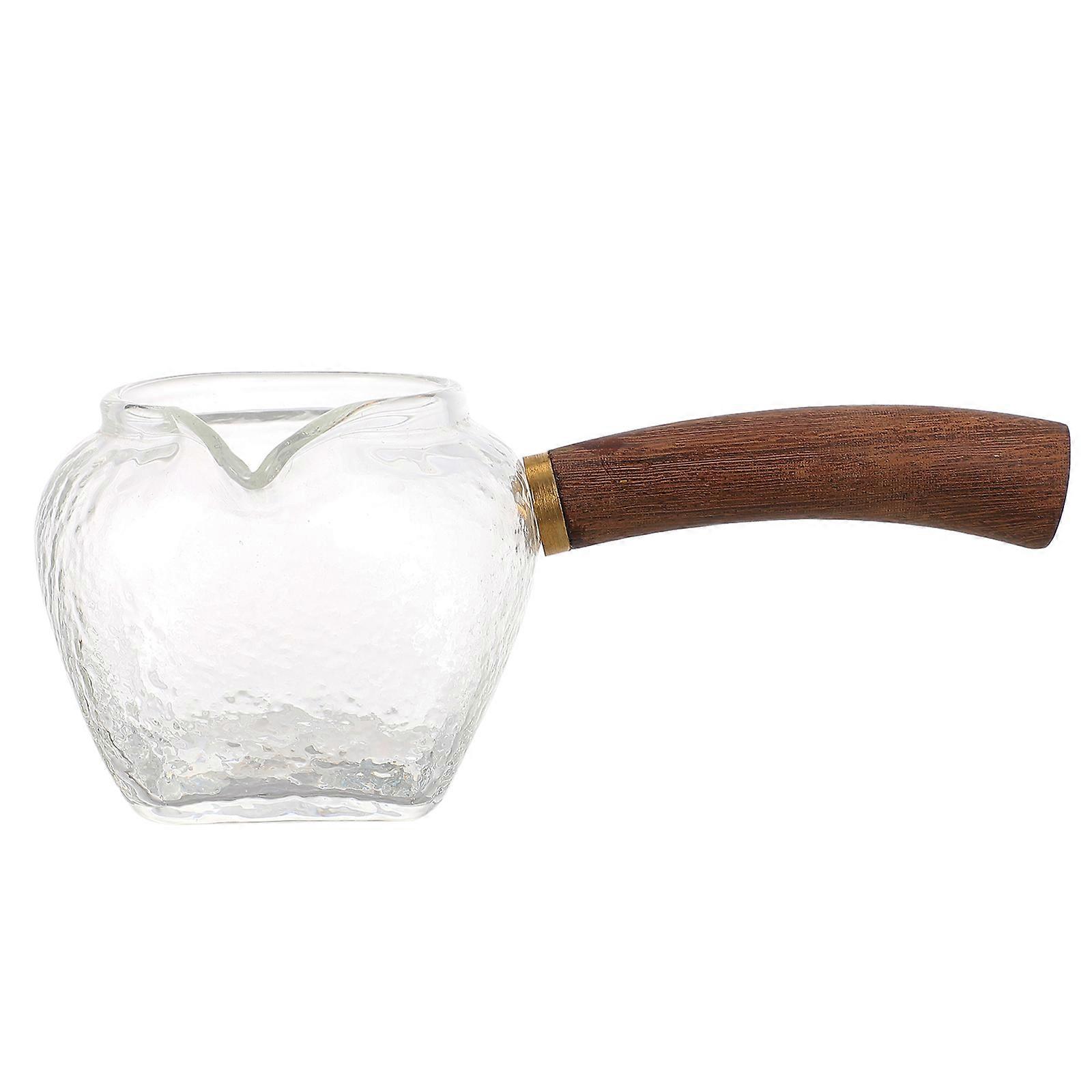 1 Pc Glass Tea Fair Cup with Wooden Handle Teapot Dispenser for Office