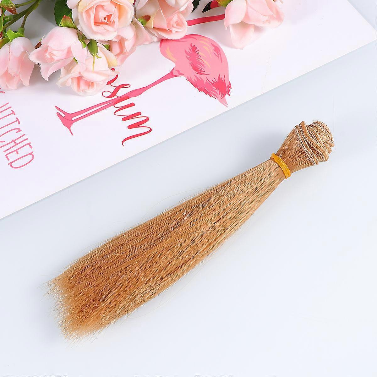 5 Pcs Heat Resistant Straight Doll Wig Extensions – Light Brown Weft Hair for Crafts, School Projects – Durable, Realistic Design, Easy to Use