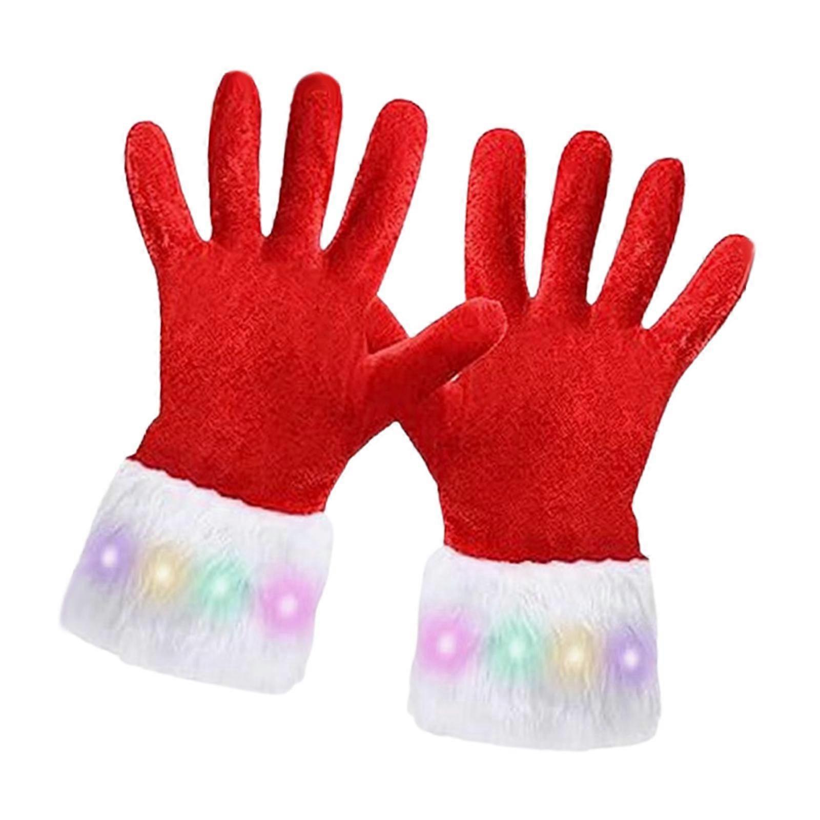Christmas Red Gloves Santa Claus Gloves Comfortable Illuminating Gloves for Xmas