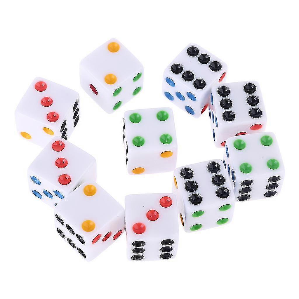 10pcs/set D6 Six Sided Spot Dice Square Opaque 15mm Dices for Role Playing Games at Bars Pubs Clubs Parties
