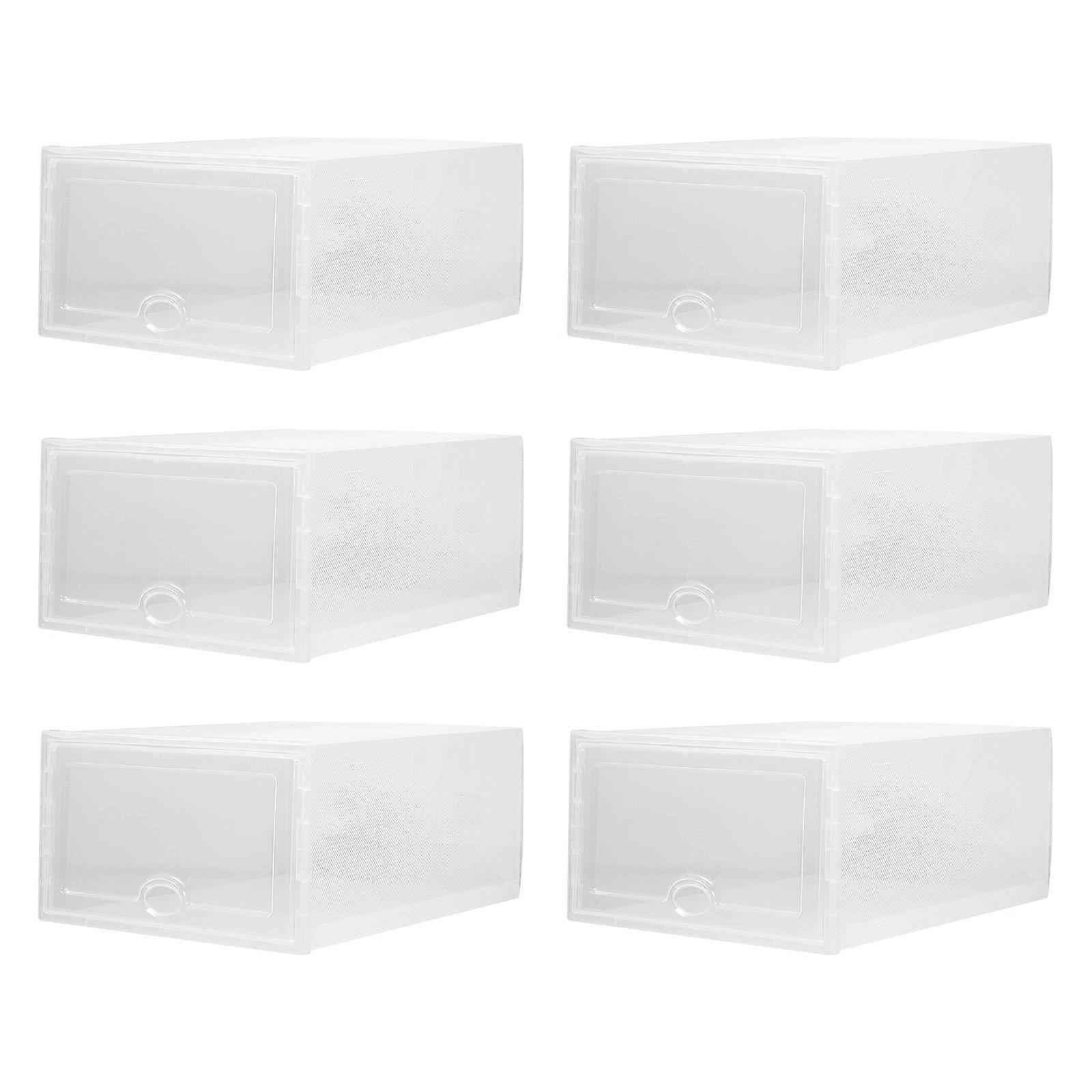 Transparent Stackable Shoe Storage Box   6PCS Plastic Drawer Style Organizer for Home, Scratch Resistant, Space Saving Design