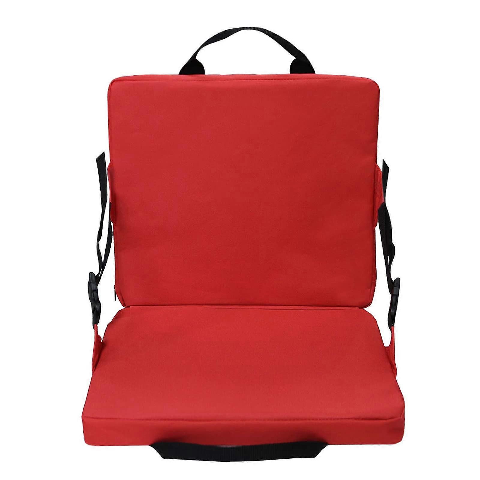 Portable Stadium Seat with Backrest and Cushion, Padded Folding Chair for Grandstands, Sports Events, Camping, Red
