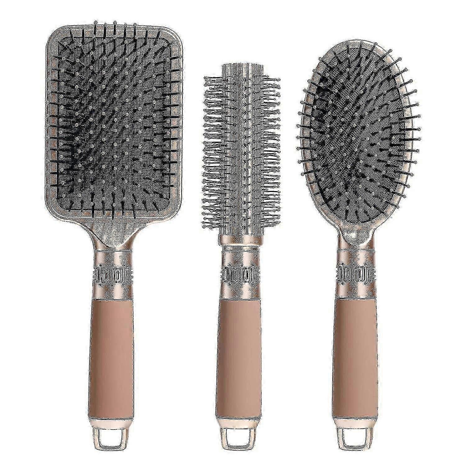 Detangling Massage Brush with Nylon Pins (Gold)