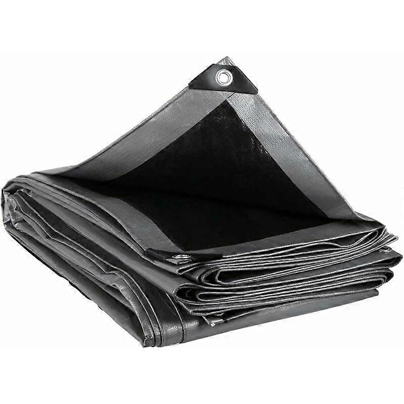 PE Protective Tarpaulin, Waterproof Cover Tarpaulin 3x6m Wood, Swimming Pool and Car, Grey+ Black