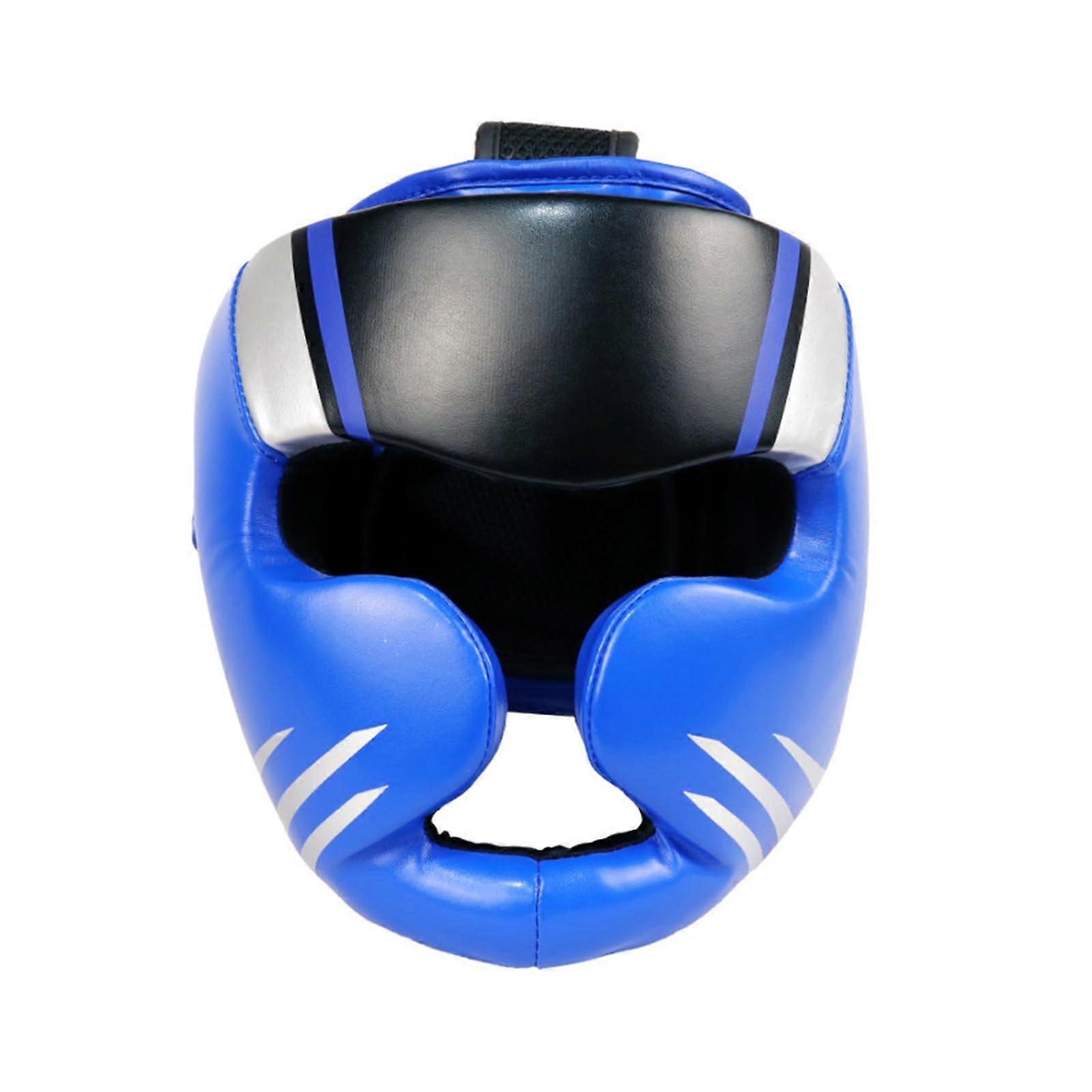 Boxing Helmet for Sparring, MMA Kickboxing Martial Arts, Adjustable Protective Helmet Blue Patterned S