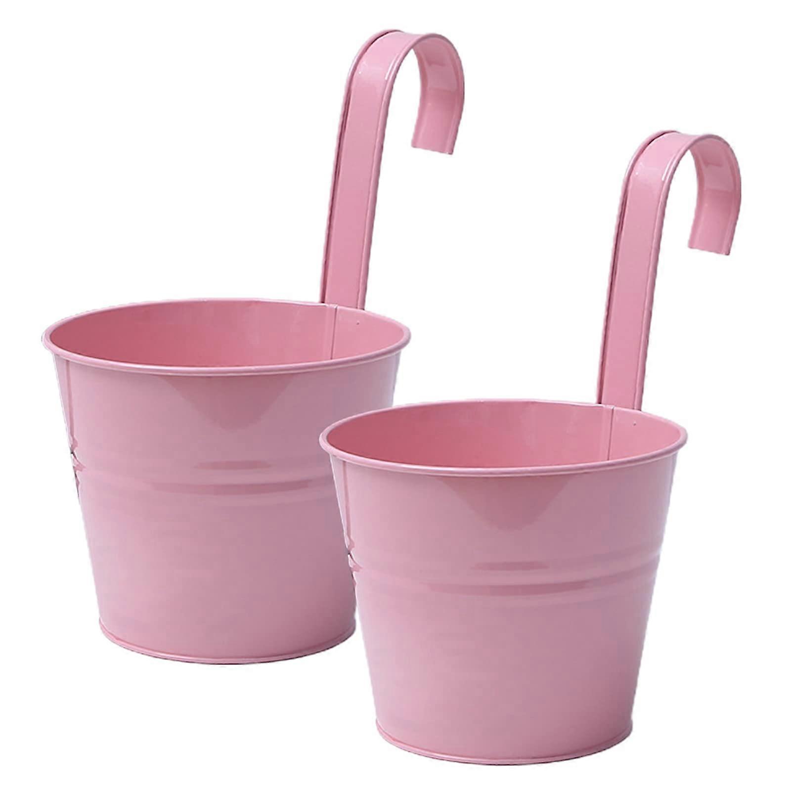 Wall Mounted Iron Flower Stand With Drainage, Space-Saving, Pack Of 2, Ref 9972 Pink