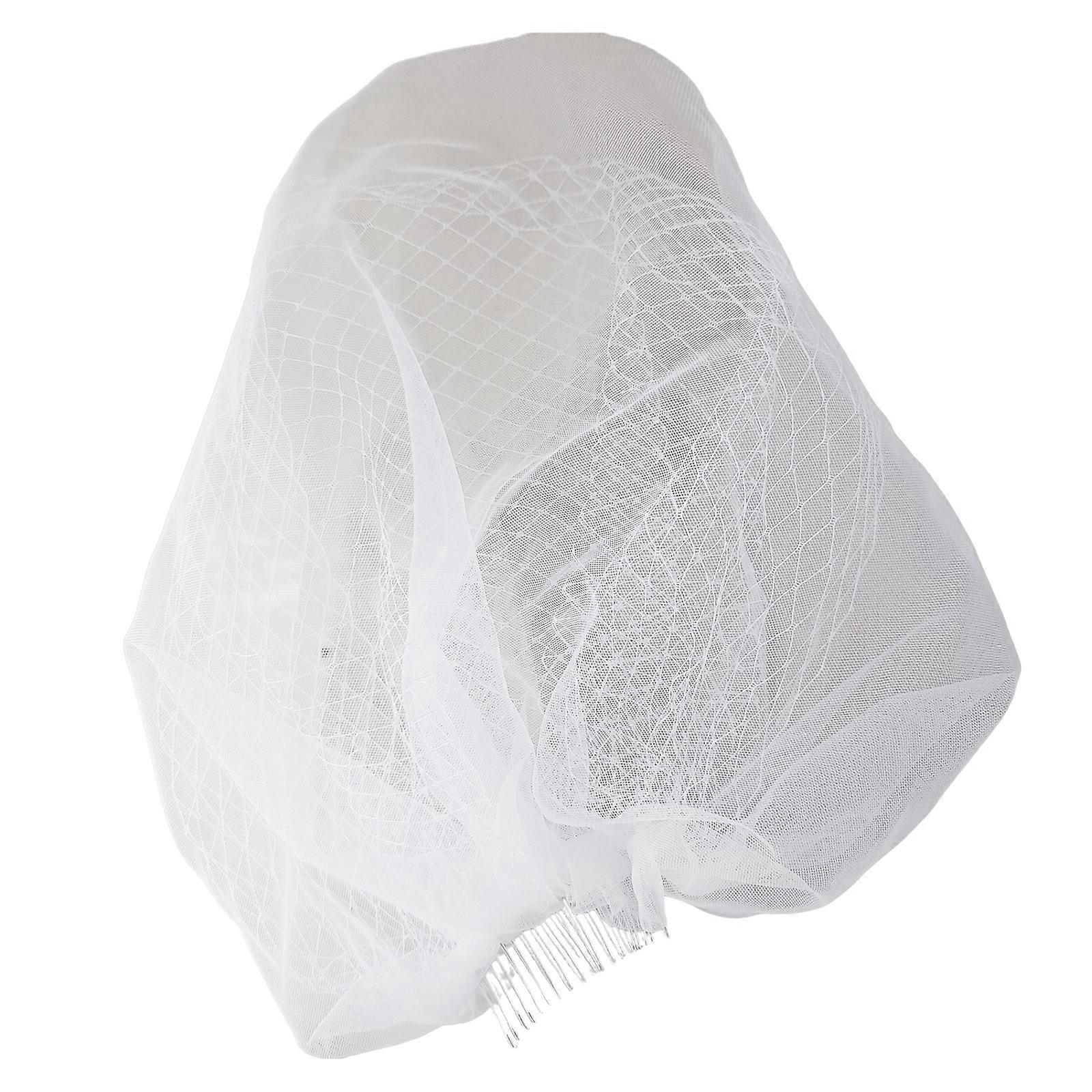Graceful Style Wedding Veil Double Layer Netting Comfortable Hair Comb For Bride Ceremony  White