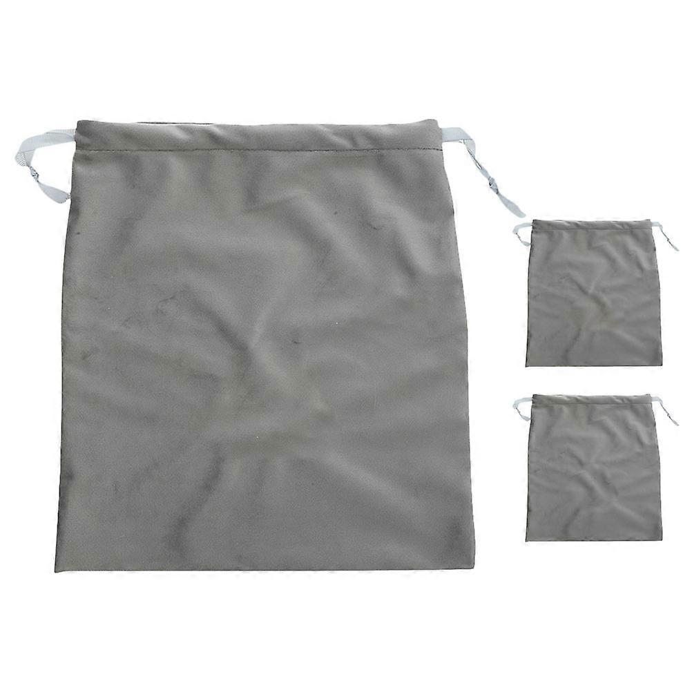 Drawstring Hair Dryer Bag Durable Use Rectangular Shape Grey Color 25x22x0.5cm 3Pcs