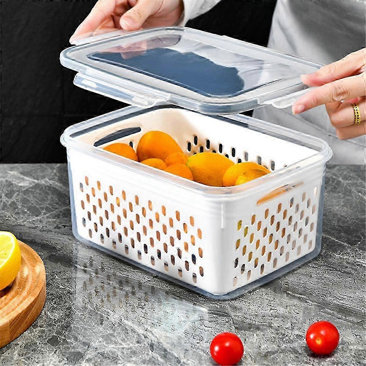 Fruit Storage Container Refrigerator Sealed Storage Box with Detachable Filter Screen Storage Box f