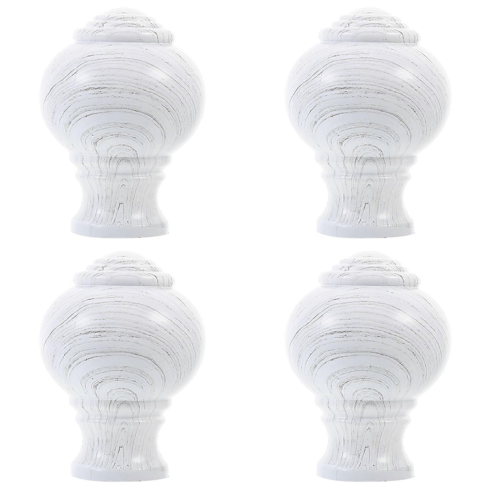 Curtain Rod Caps Decorative Six-Leaf Design White Plastic Easy to Install