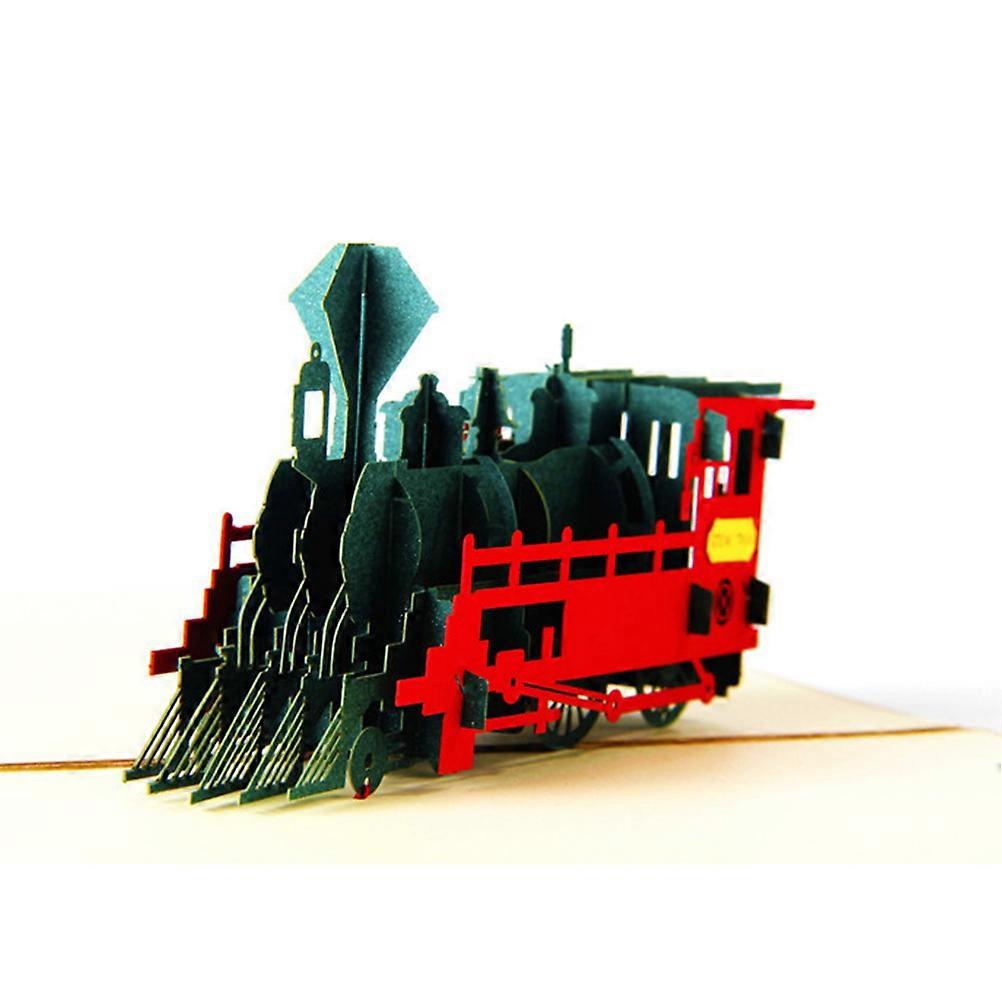 Creative Greeting Card Train Shape 3D Effect Birthday Graduation Custom Handmade 1Pc