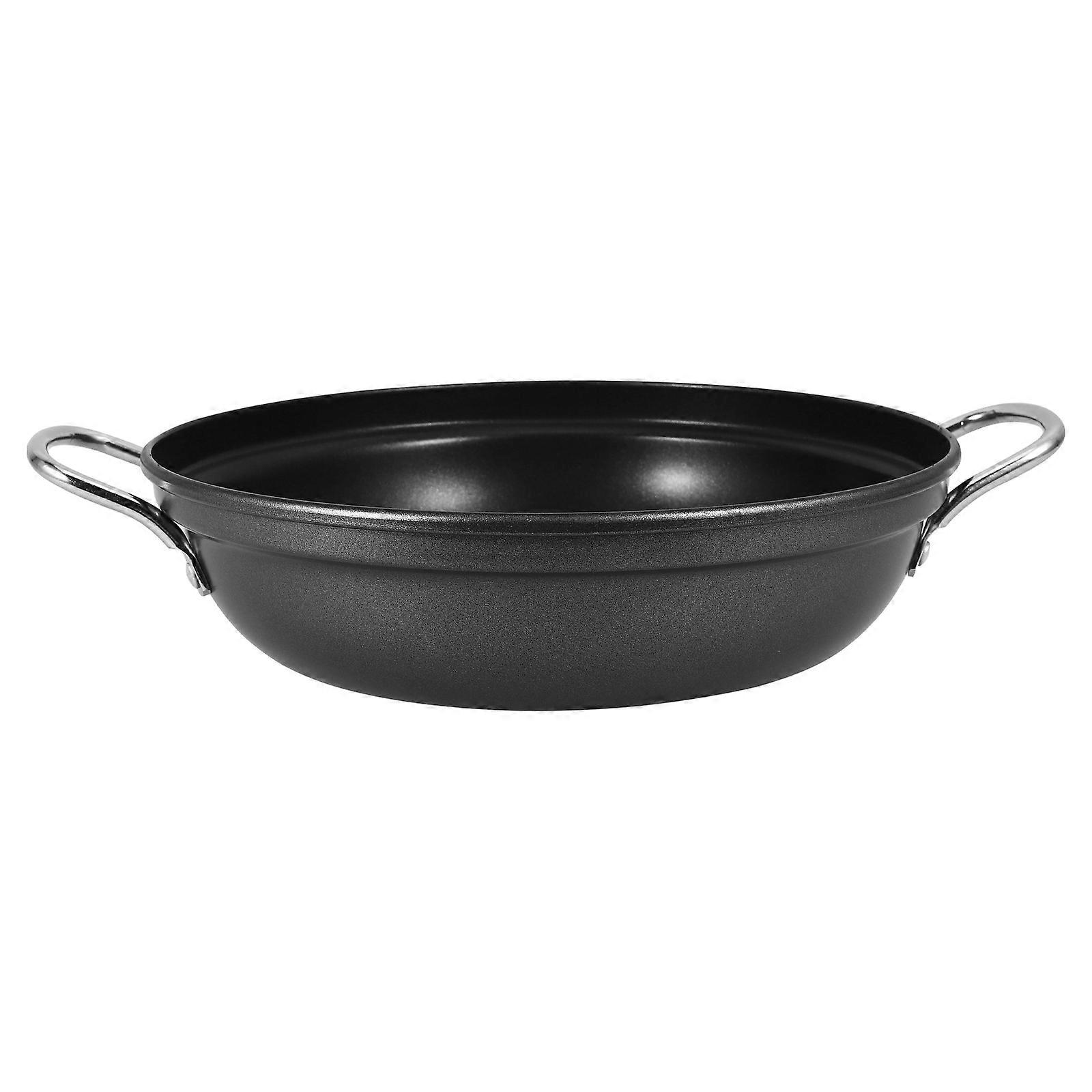 Stir Fry Pan Wok Iron Cooking Wok Heat Resistant Well Polished Surface 28cm Round Suitable for Cooking Seafood and Hot Pot 1Pcs