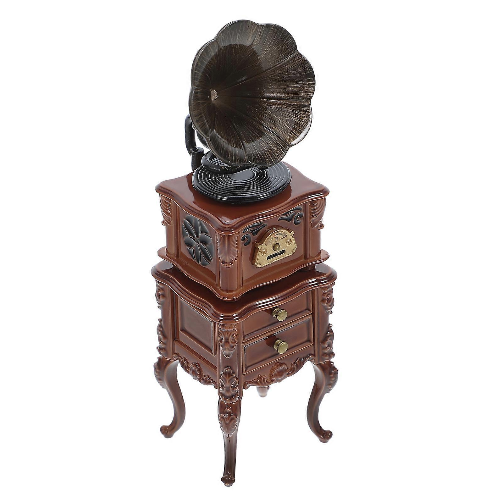 Vintage Record Player Miniature Gramophone Desktop Decoration Hobbyists 6.00X3.00X2.70CM Sound Playback 1Set
