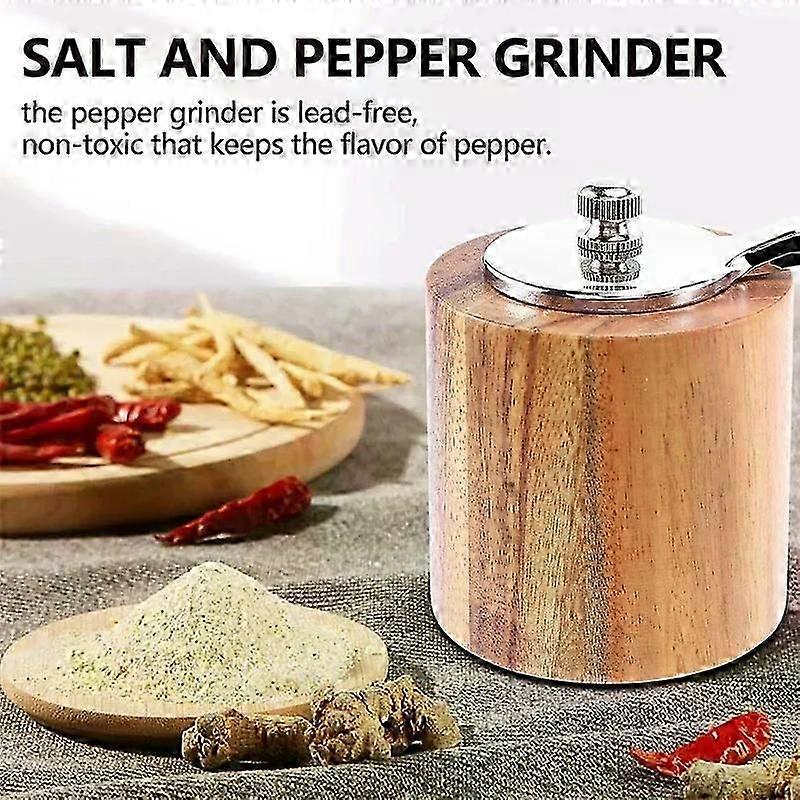 Pepper Mill Hand Crank Wood Pepper Grinder with Classic Handle and Adjustable Ceramic Rotor