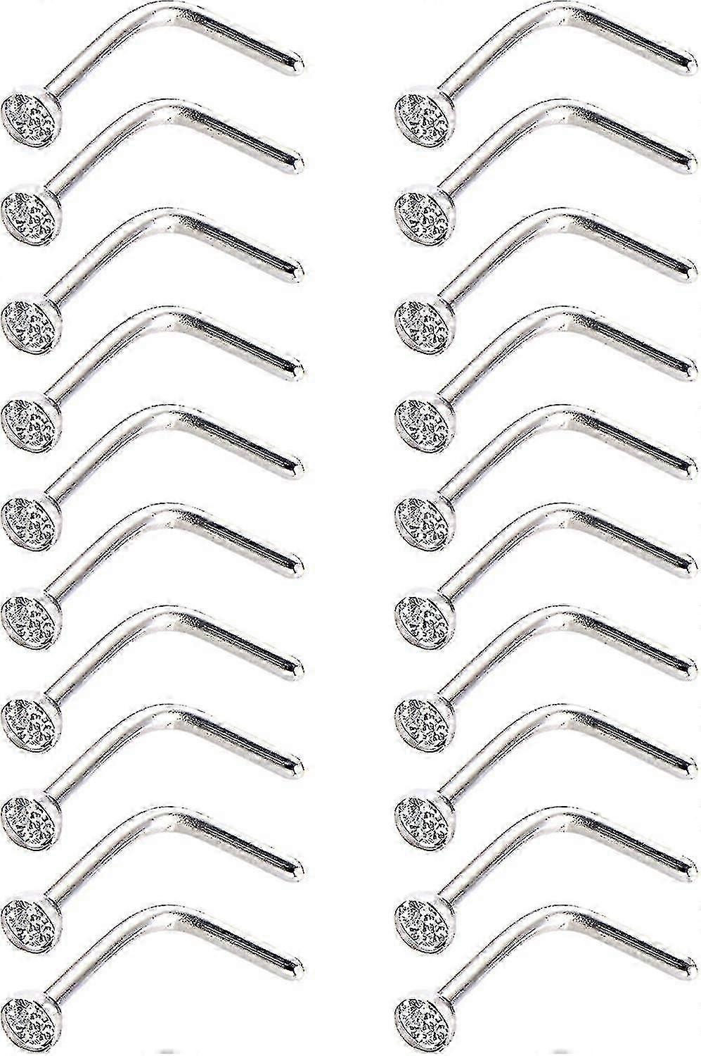 20pcs Curved Studless Steel Ring S L Bend Screw Piercing