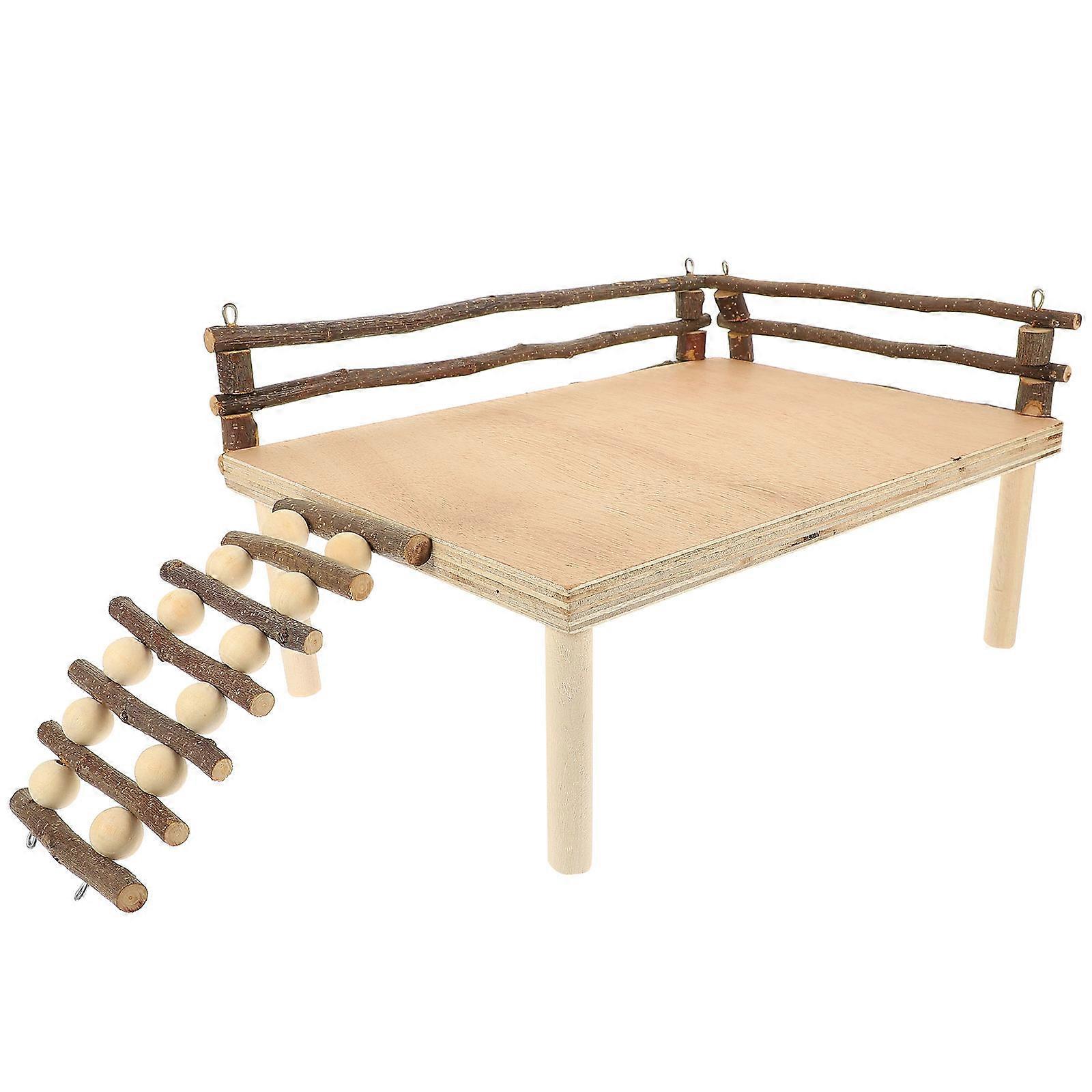 Wooden Hamster Climbing Platform Multifunctional Ladder Durable Chew Board for Guinea Pigs Hedgehogs and Other Small Pets Interactive