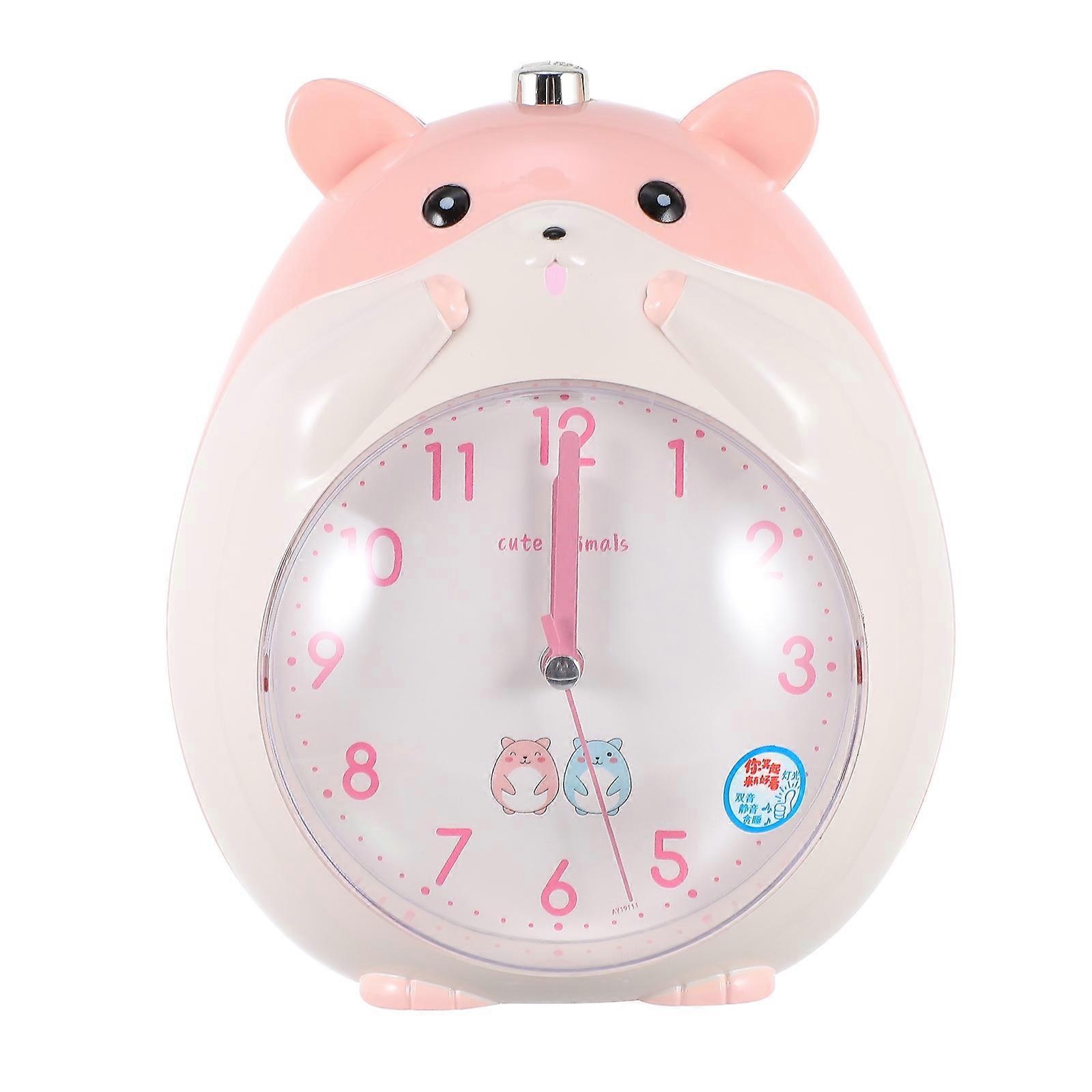 Cartoon Hamster Alarm Clock with Light and Snooze Function, Digital Bedside Clock for Boys and Bedroom, Battery Free Design