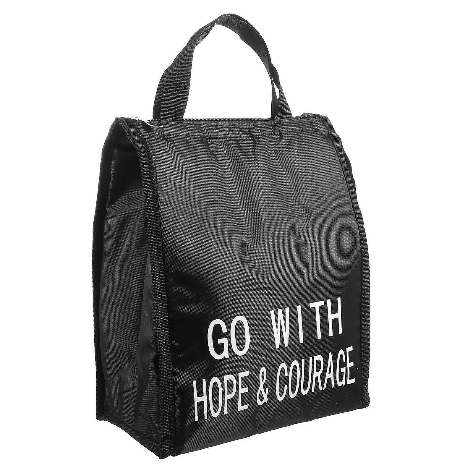 Reusable Lunch Sack Insulation Bag Portable Fresh Preservation Bento Bag Student Lunch Container Black 12.97x9.43x5.89inch 1Set