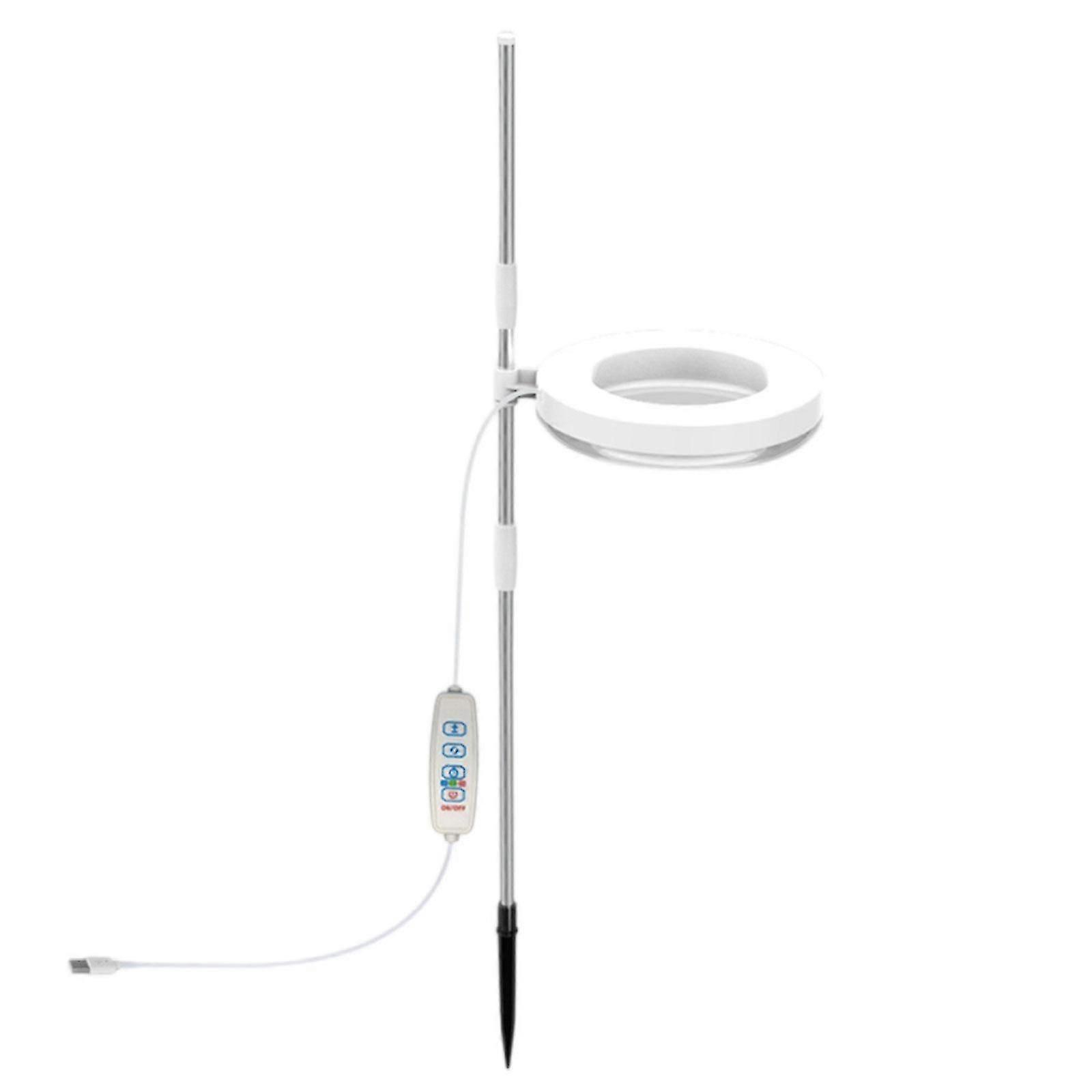Plant Grow Light Auto On/Off IP43 Halo Shaped Luminous for Tabletop Home Use 1 Head Dual Spectrum