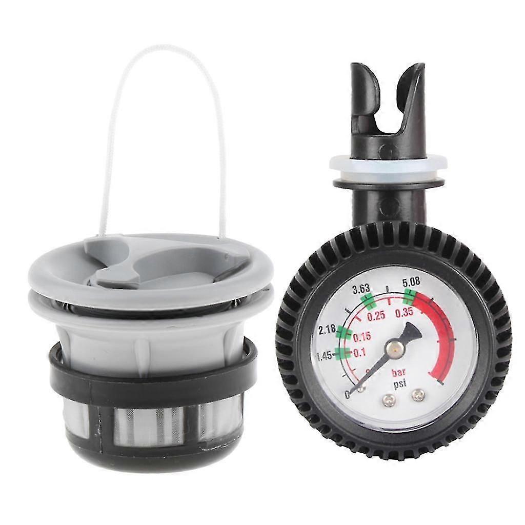 Air Pressure Gauge Checker Tester & Valve Cap for Inflatable Boat Kayak Raft