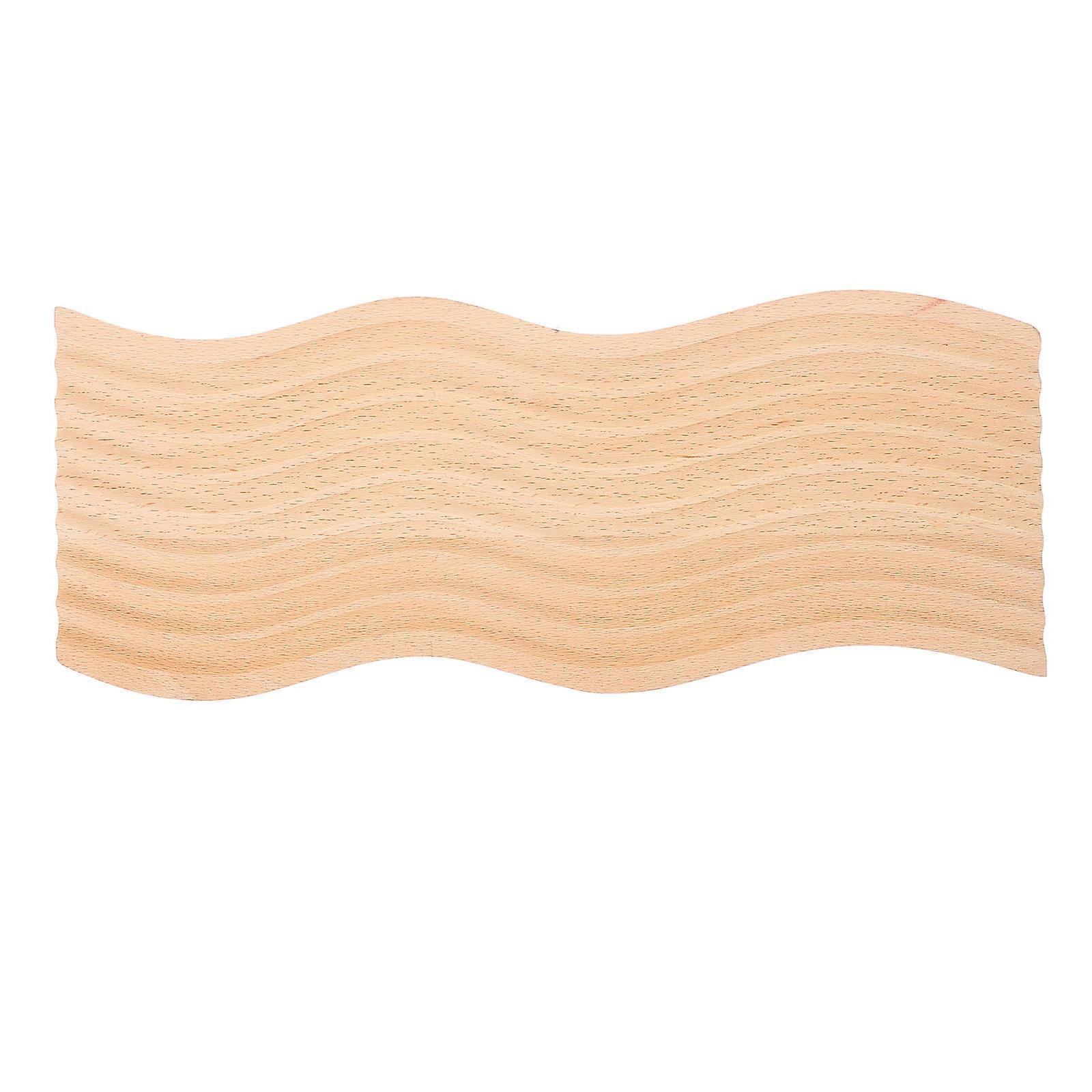 Party Platter Waved Wooden Plate Home Use Light Yellow 30.00X12.00X2.00CM Storage 1Set