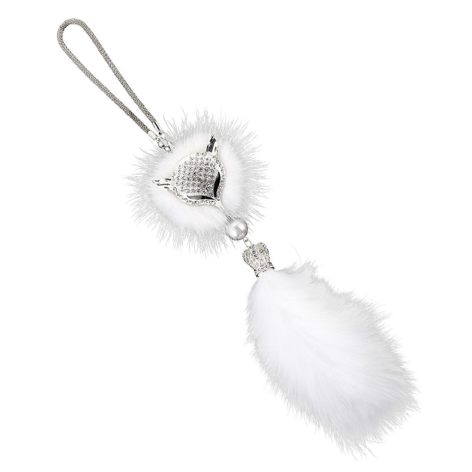 White Crystal Car Hanging Decor for Auto Synthetic Material Simple and Practical 1Pc