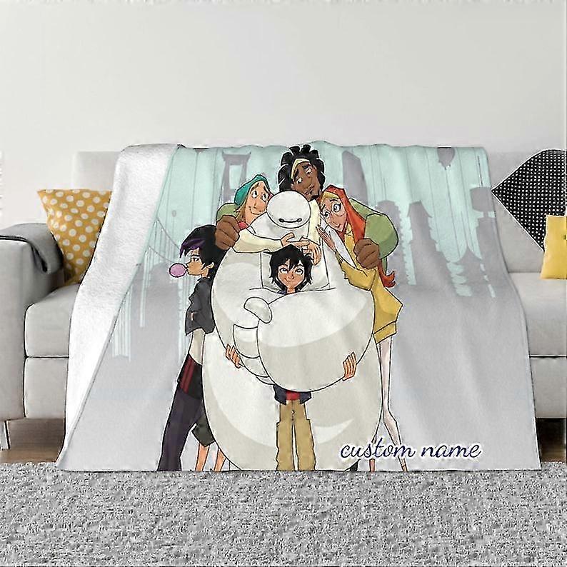 Two Layers Blanket Big Hero 6 Custom Name Printed Bedspread Sofa Covers Travel Camping Blanket