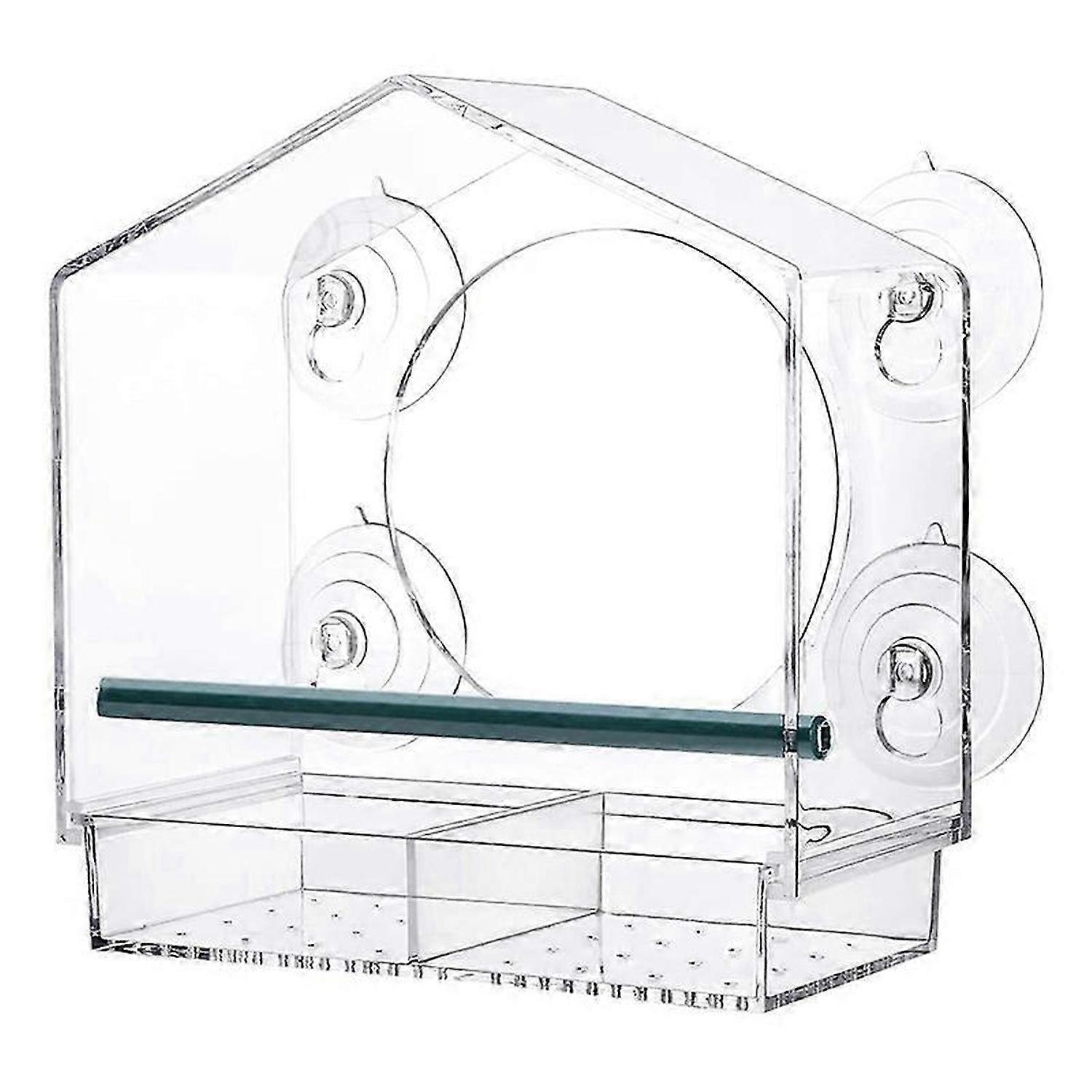 Window Bird Feeders with Strong Suction Cups, Clear Bird Feeder for Outside,Bird House with 2 Compar