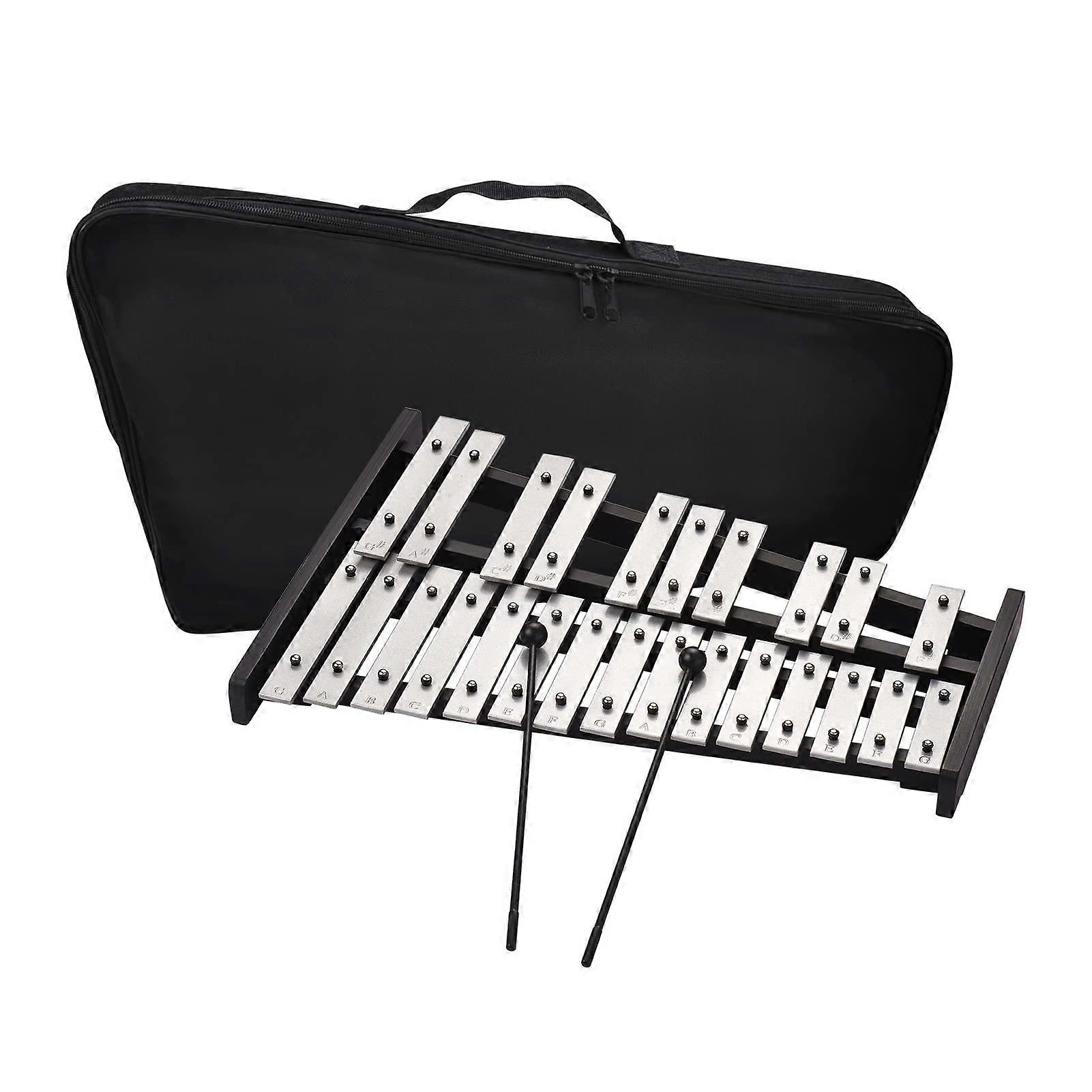 25 Note Xylophone 25 Note Chime Xylophone Wooden Base Aluminum Rods with 2 Beaters Educational Musical Instrument Percussion Gift with Carry Bag