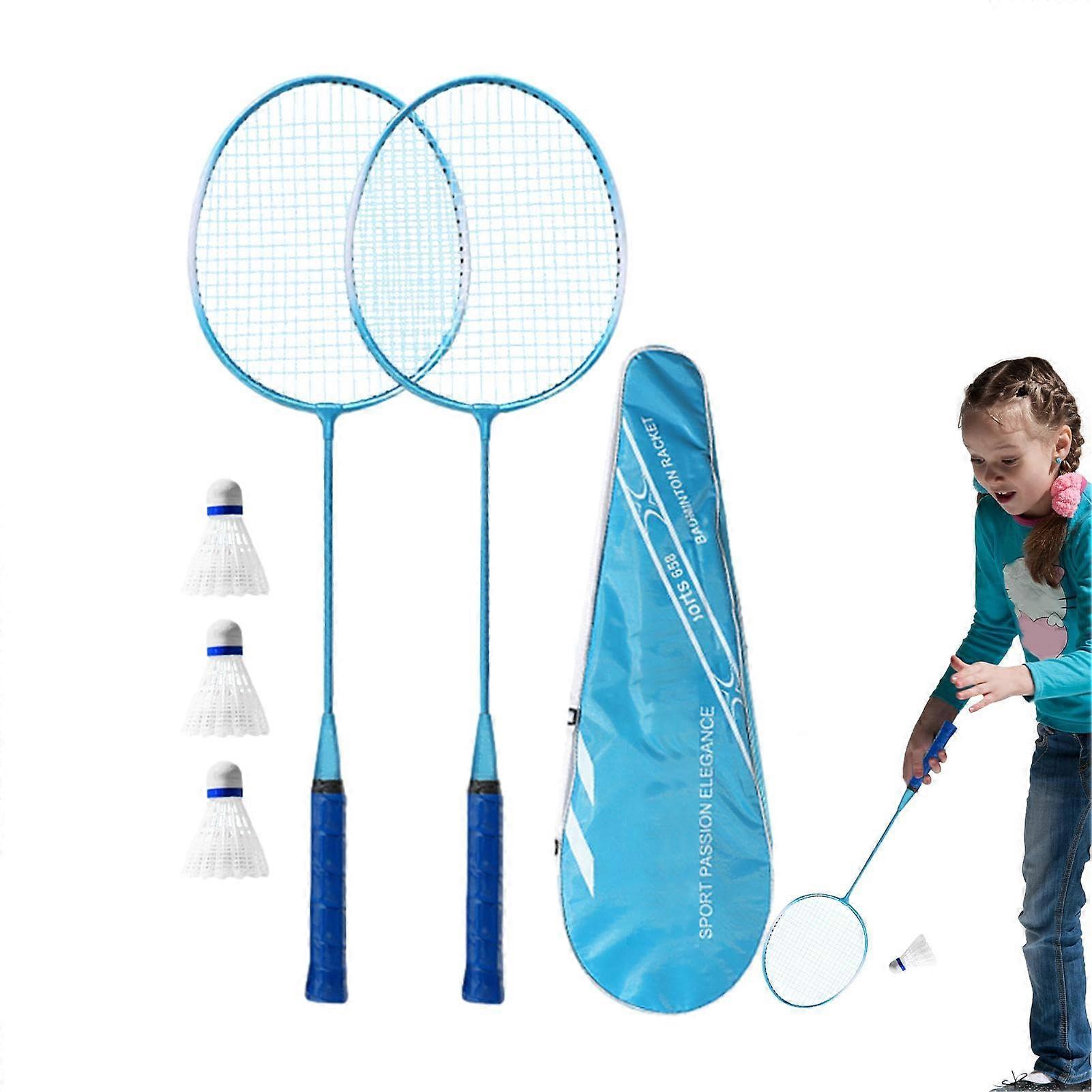 Badminton Racket Set for Adults, Professional Lightweight Racket with Elastic Grip, Blue Bat, Bag, and 3 Balls