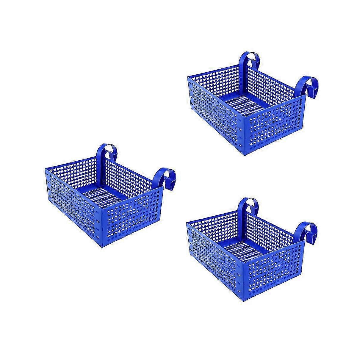 3Pcs Poolside Storage Basket with Cup Holder Hooks, Stretchable Pool Toy Basket for Most Frame Pools