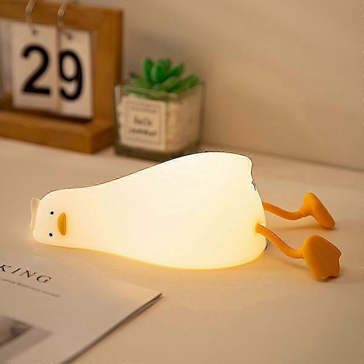Lying Flat Duck Lamp, Soft Night Light with Cute DIY Gift, Dimmable LED Duck Light