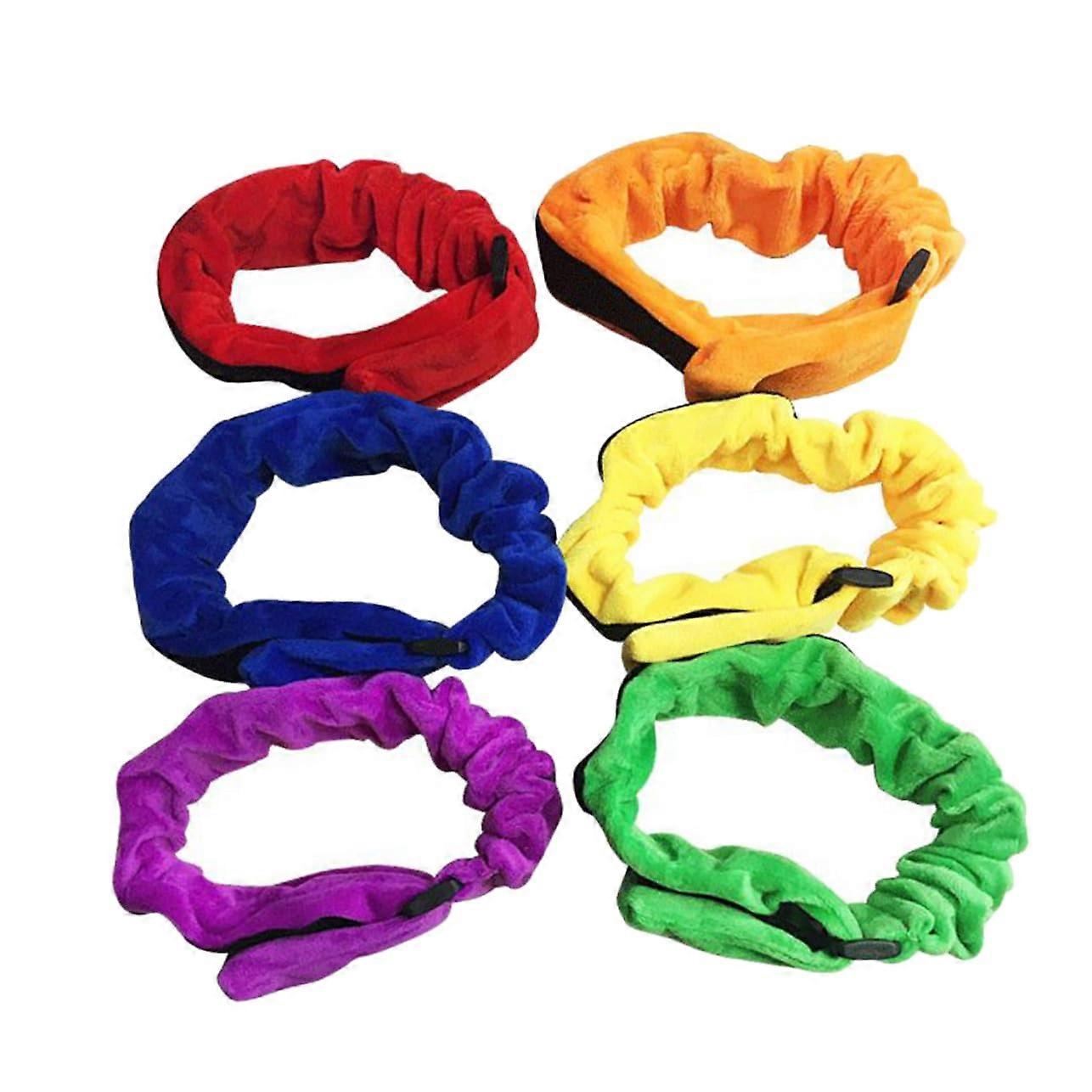 Pack of 6 Rope Bands and Tent Pegs, Fish Gripper Material, Elastic Bands for Three-Legged Races and Outdoor Use