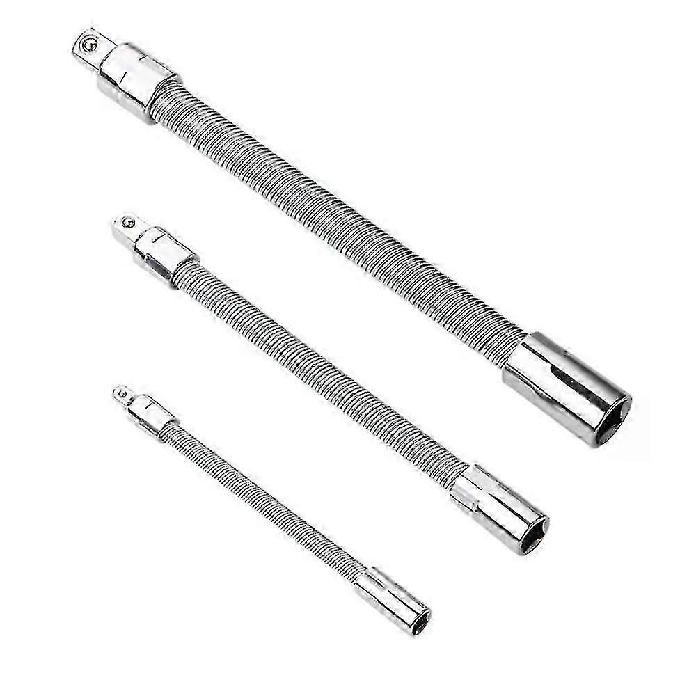3pcs Flexible Socket Extension Cables 1/4 3/8 1/2 Flex Socket Extension Bar Set Drive Light Impact Extender