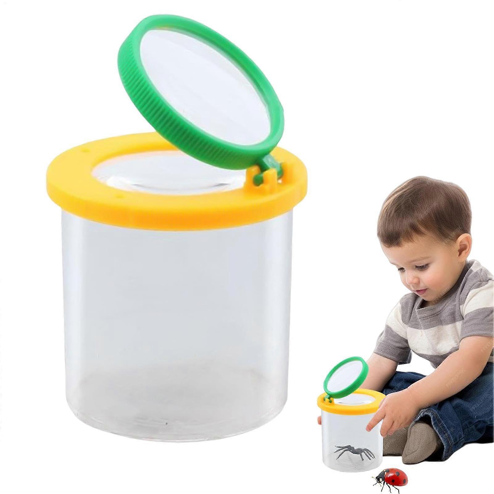 Fly Magnifier Container Critter Cage Jar for Kids, Yellow