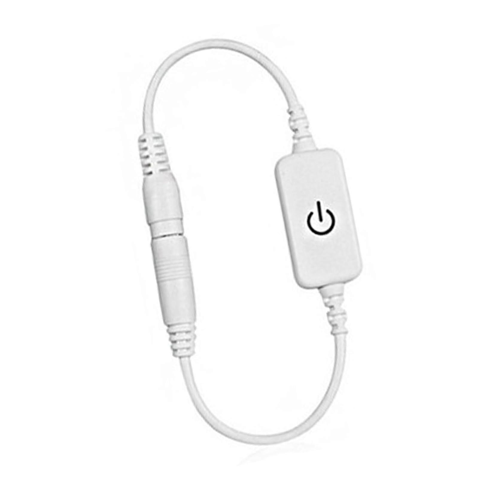 Mini LED Dimmer Touch Switch for Single Color LED Strip Lights, 1 Channel Output, Home Use, White