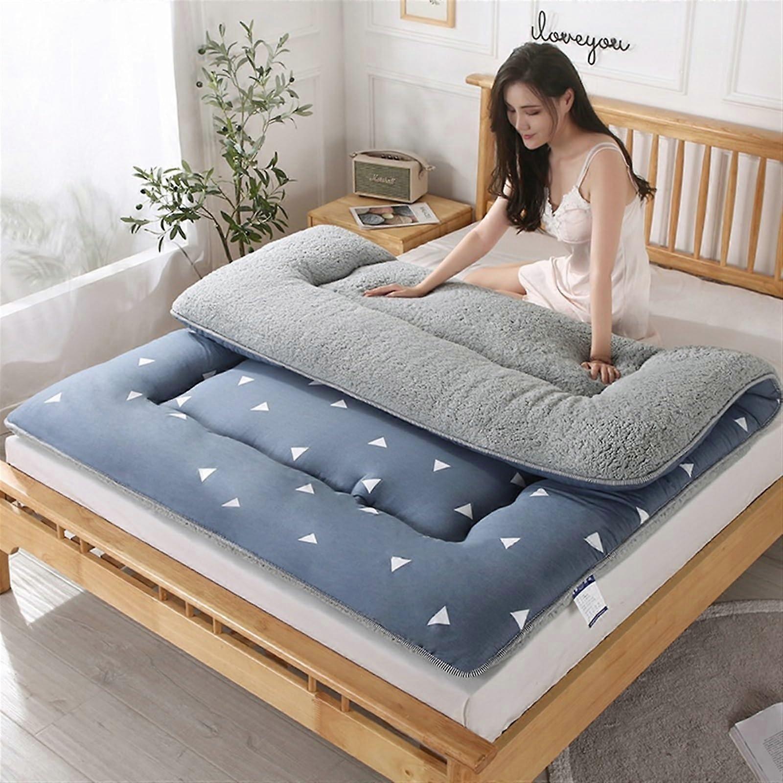 Foldable Roll Up Japanese Tatami Mat, Soft Folding Sleeping Mat for Floor, Single and Double Size Options