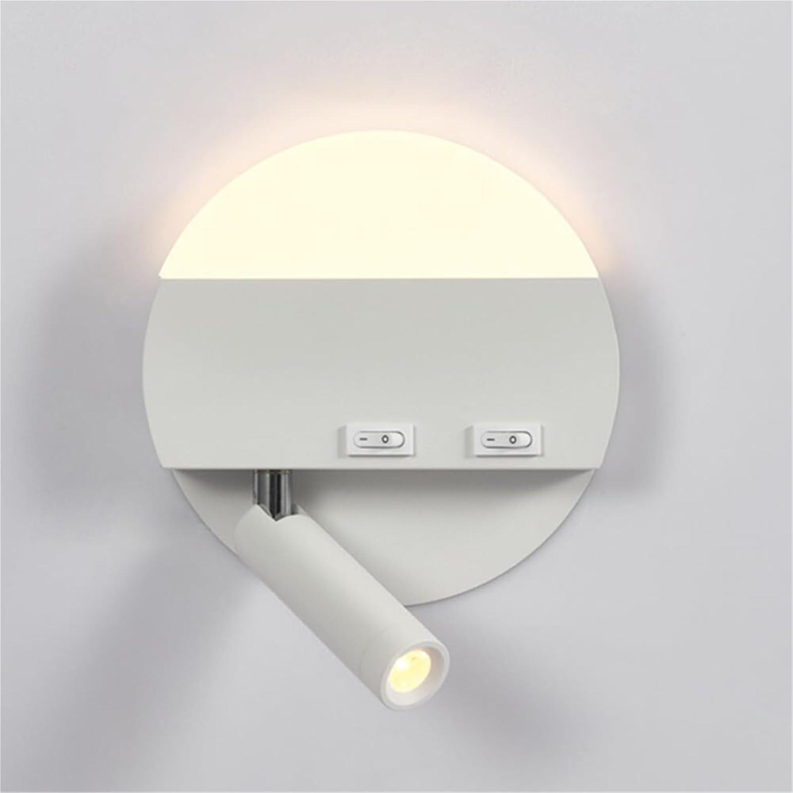 Modern LED wall light, 2in1 design with adjustable projector, 360° rotatable (round)