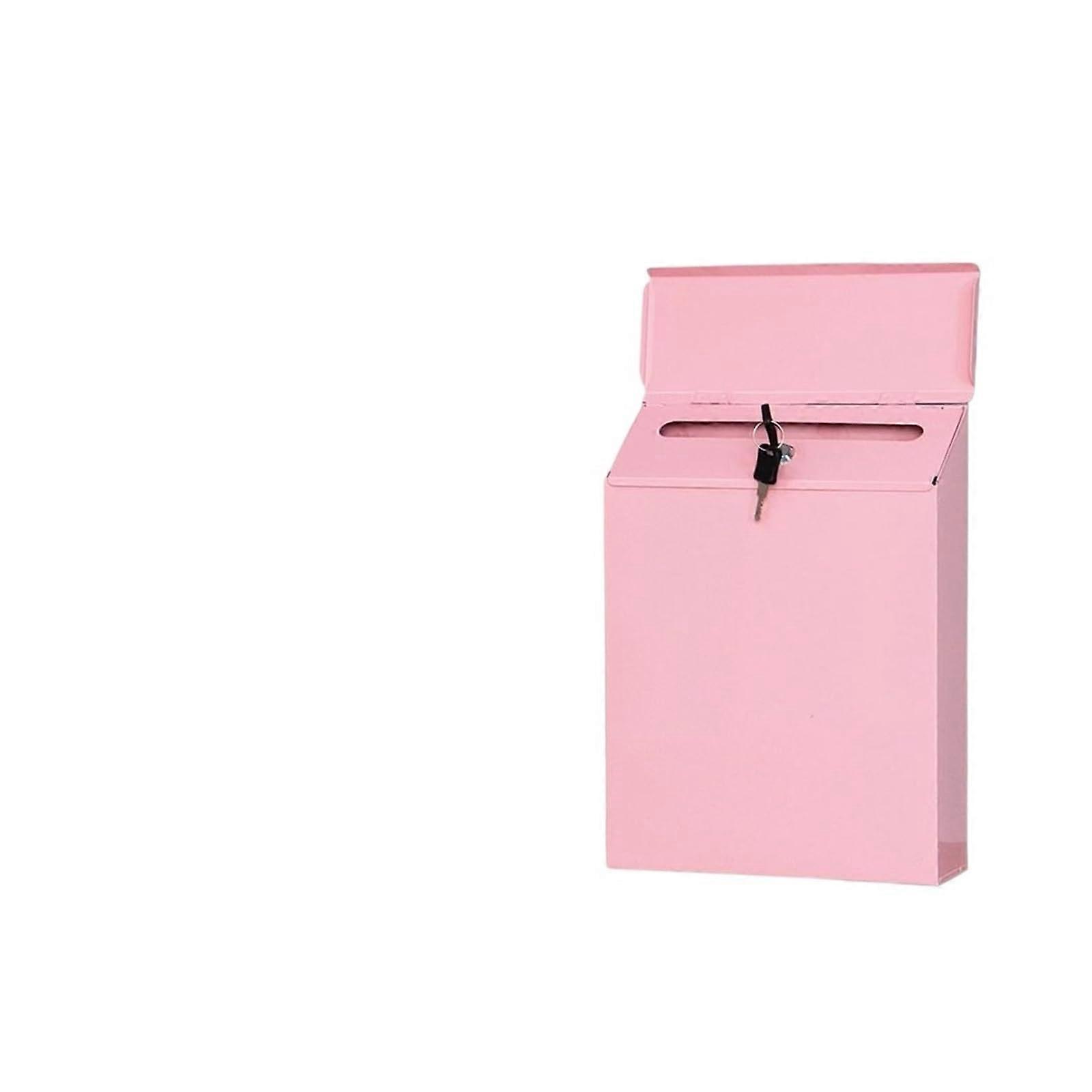Mailbox Modern Lockable Mailbox with Key for Payments, Mailbox for Office, Home, Countryside (Pink)