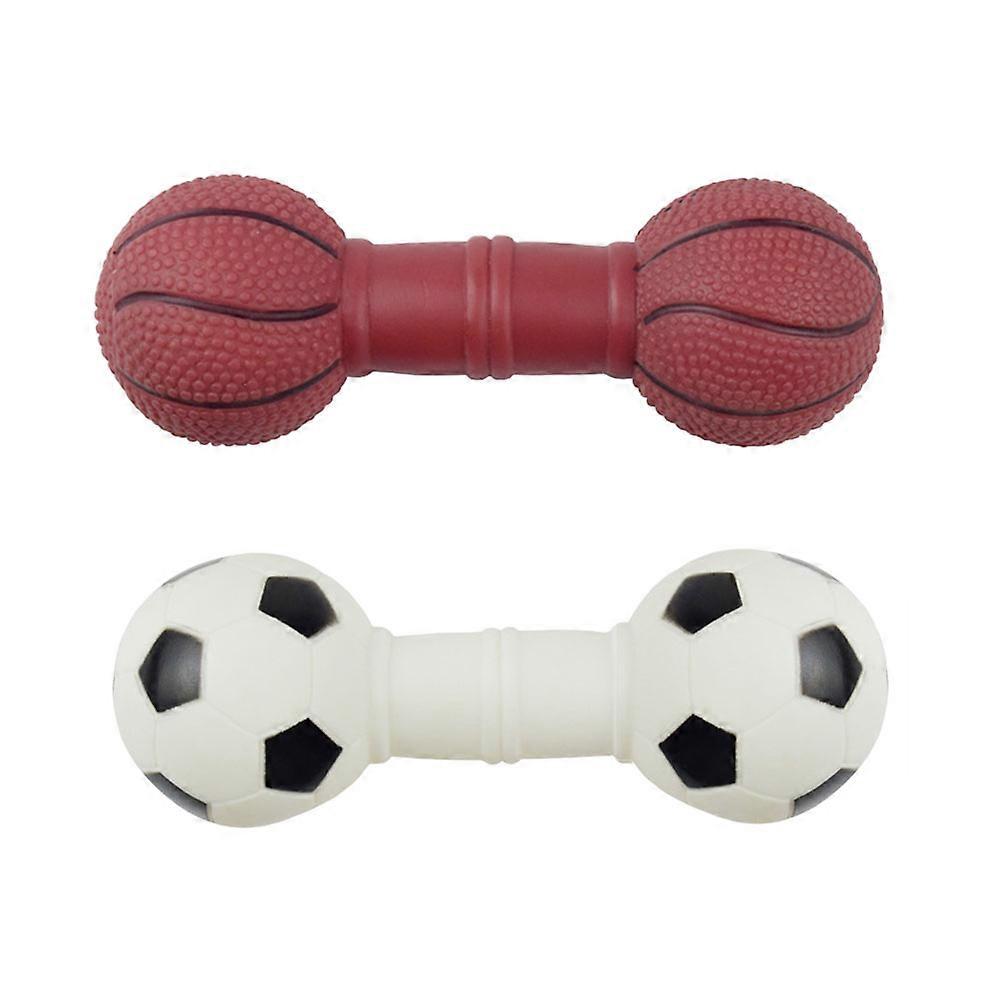 Small Dog Squeaky Toys Dog Chew Toy Indoor Use For Pets Barbell Shape Random Style Environmental Protection 2Pcs