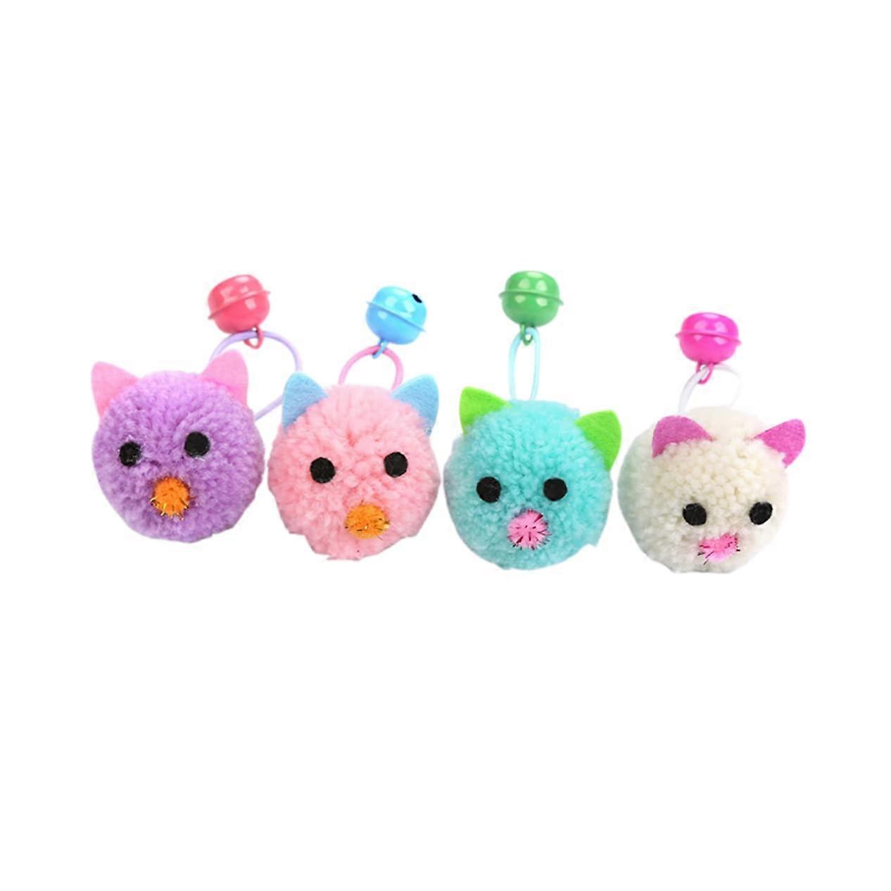 4 Pieces Plush Cat Mice with Bells, Cute Cartoon Design for Chewing and Promoting Exercise for Cats and Kittens