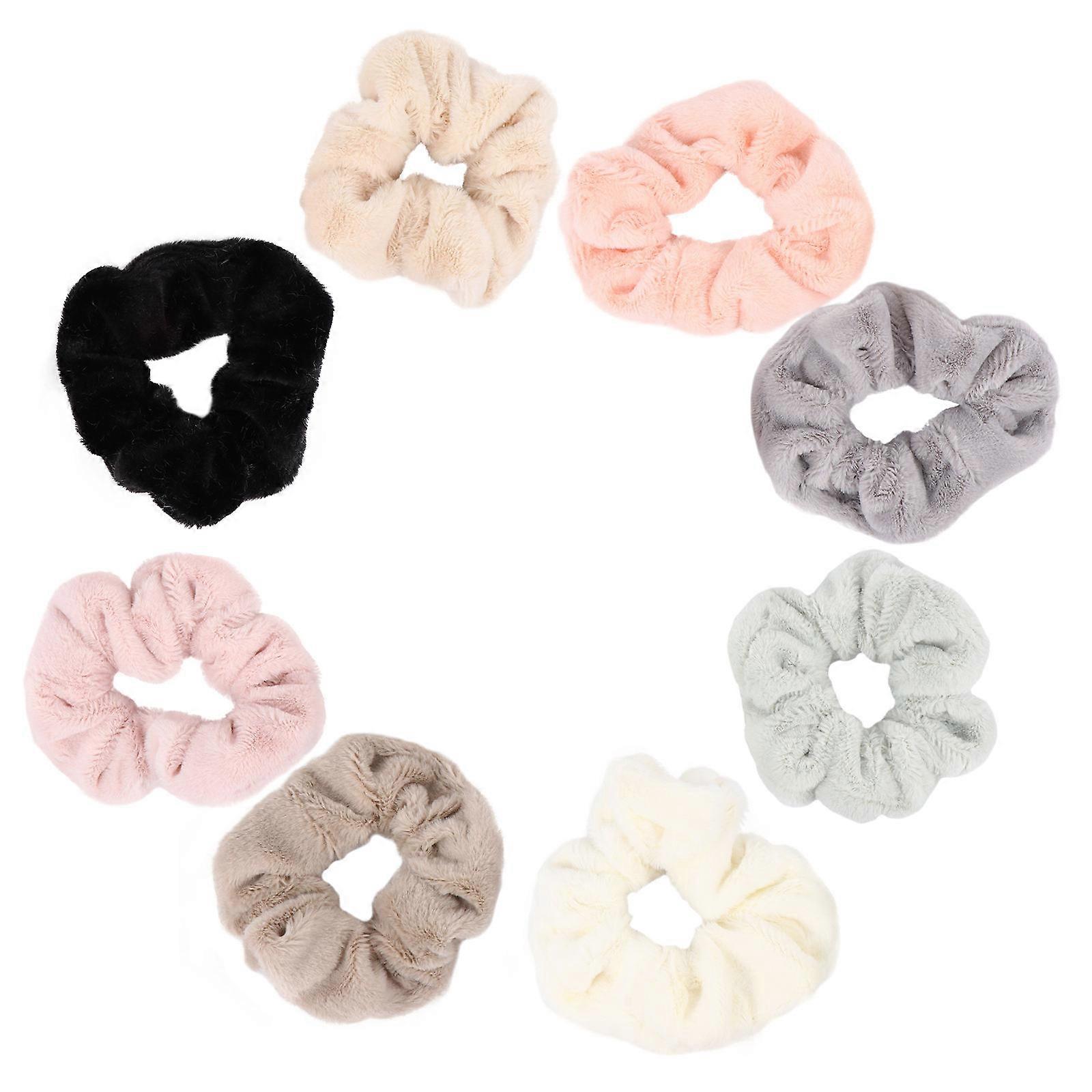 Hair Scrunchies Elastic Fix Hair Large Intestine Hair Bands Assorted Color 10x9x1.8cm 8Pcs