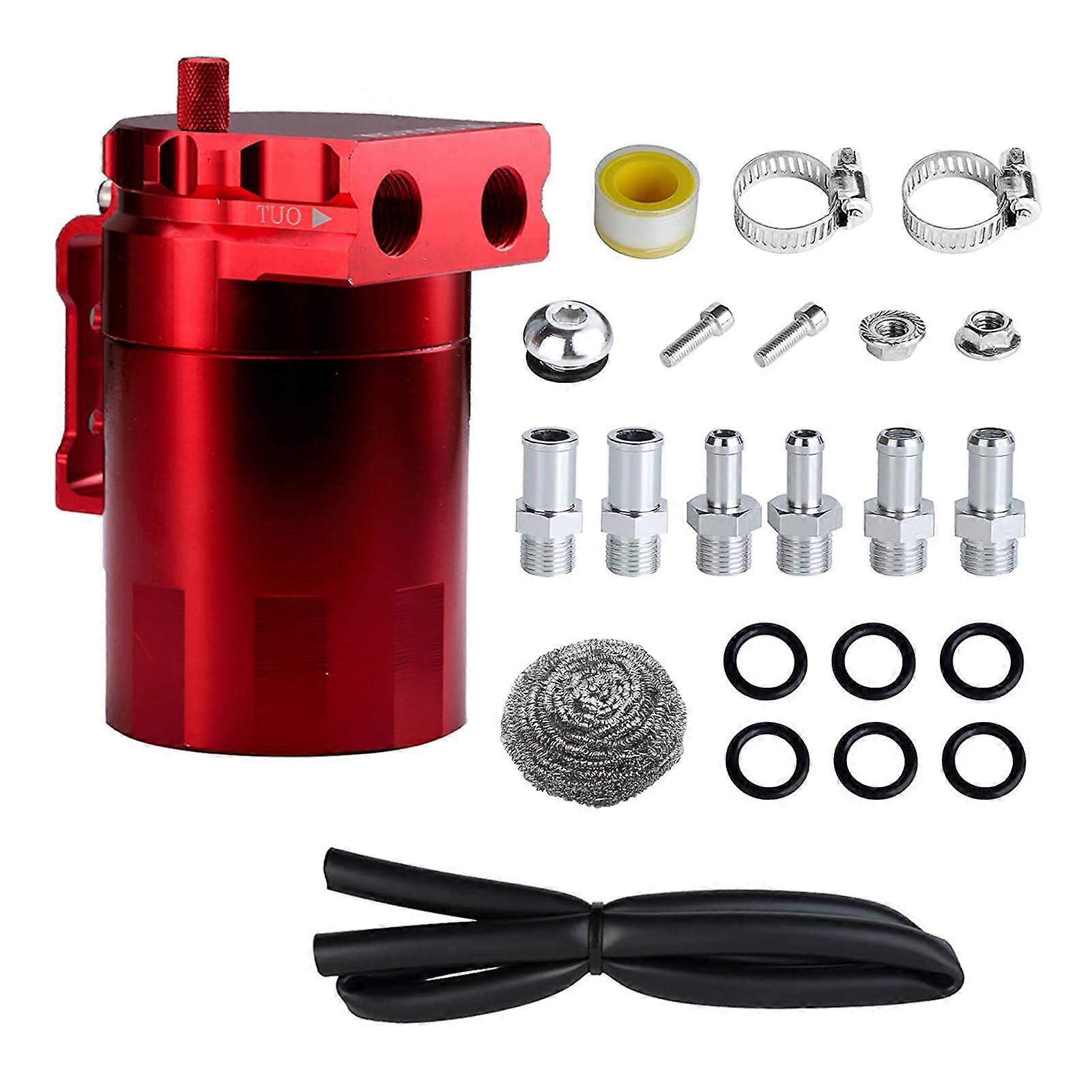 Oil Catch Can With Vent Filter, 300 mL Capacity, Universal Fit, Aluminum, Black