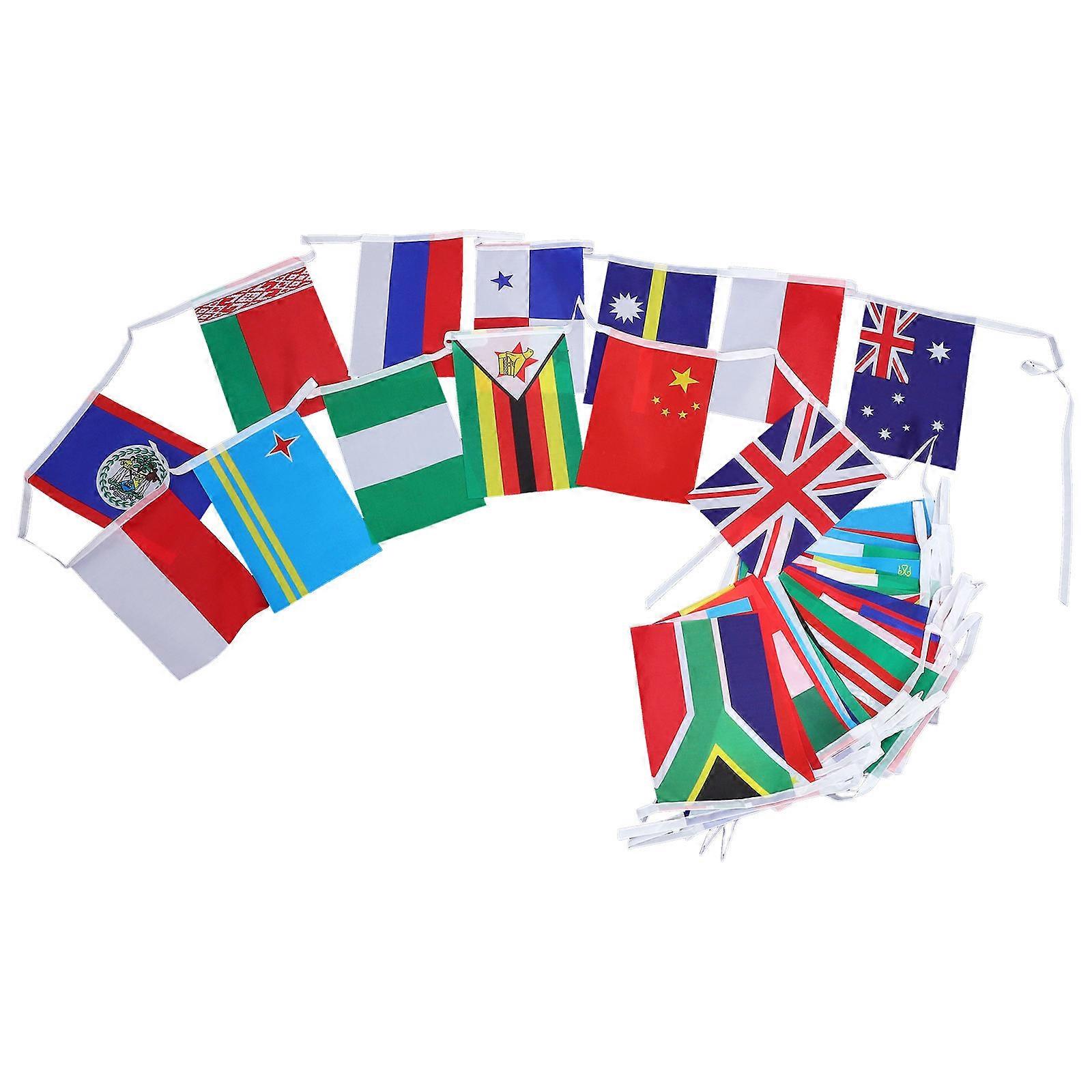 World Flags Banner Polyester String Flag International Bunting Pennant Decoration For Garden Terrace Windows 1Set