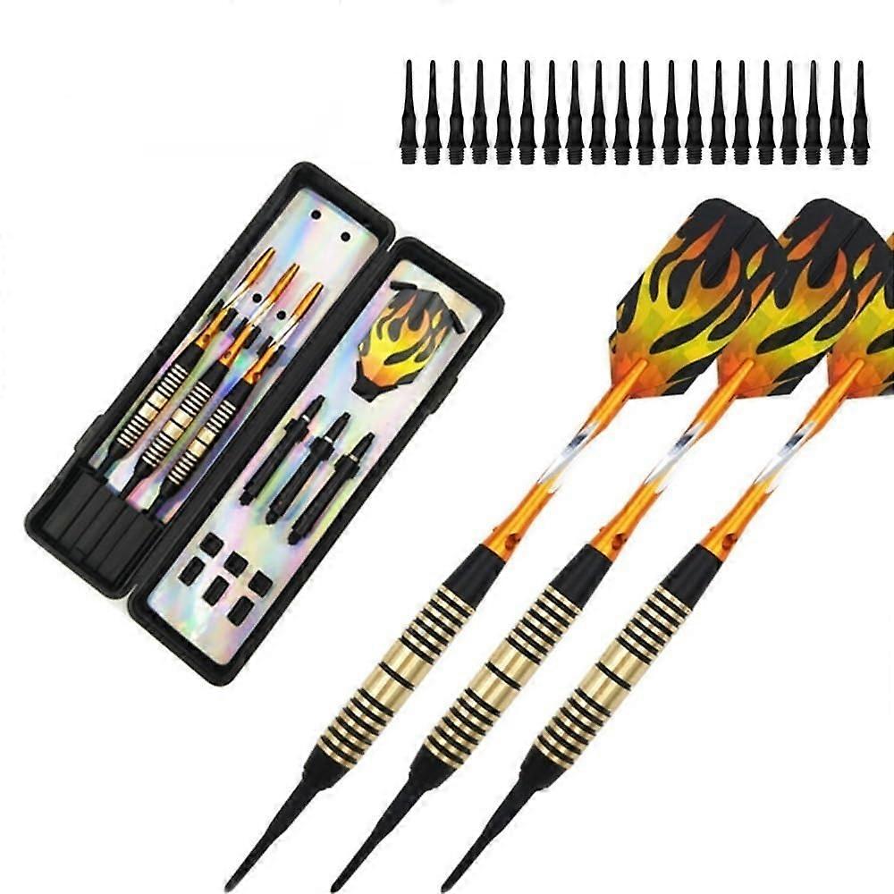 Darts Set with Soft Tip, 18 g Plastic Tip, Electronic Darts, Brass Barrels, for Electronic Dartboard (Golden) 3pcs set Golden
