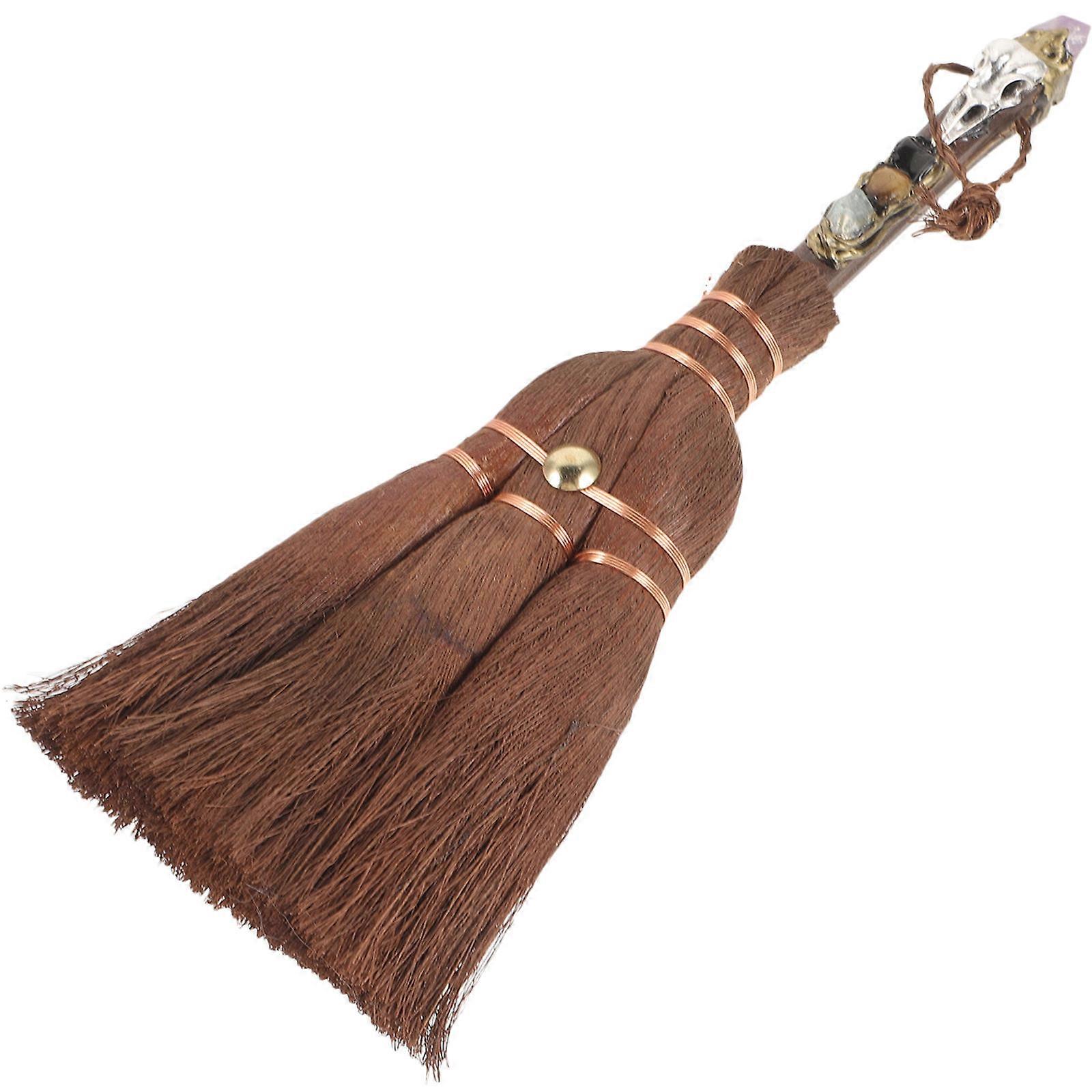 Wiccan Altar Broom Pendant DIY Craft Crystal Decoration for Home, Halloween, and Ritual Use – Unique Amethyst and Silver Jewelry Design