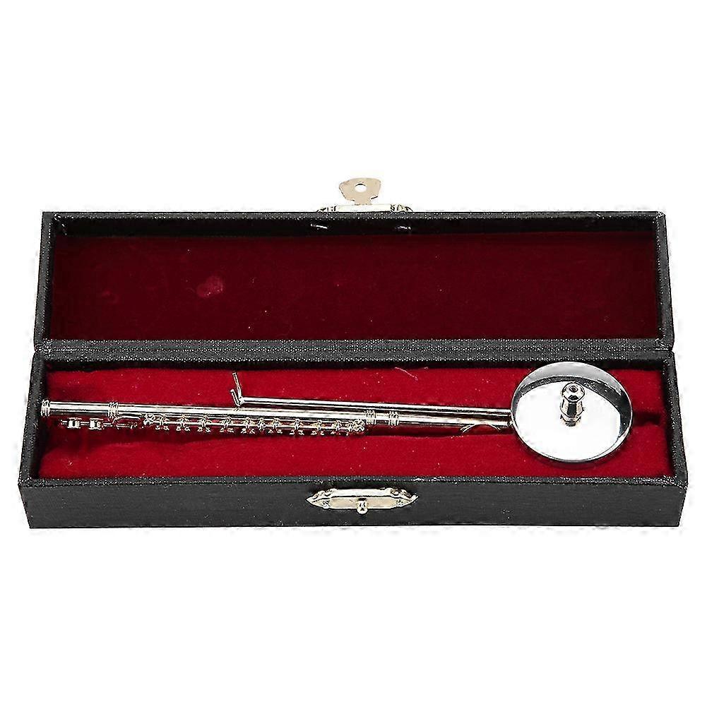 Miniature Flute Replica with Stand and Case Gold Plated Musical Instrument Model