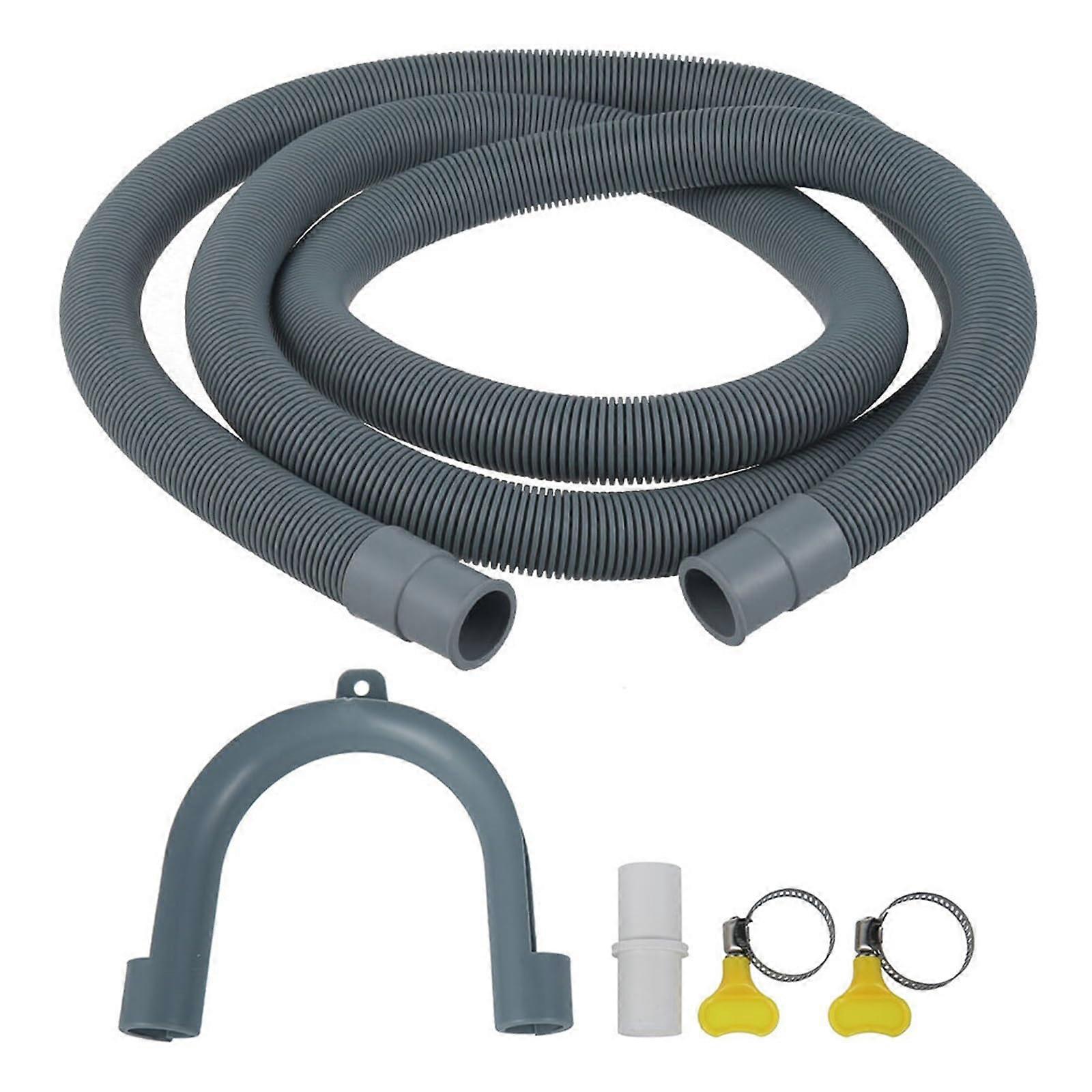 Washing Machine Drain Hose 2m, Expandable Dishwasher Drain Hose, Plastic Extension Pipe, Gray, Compatible with Most Models