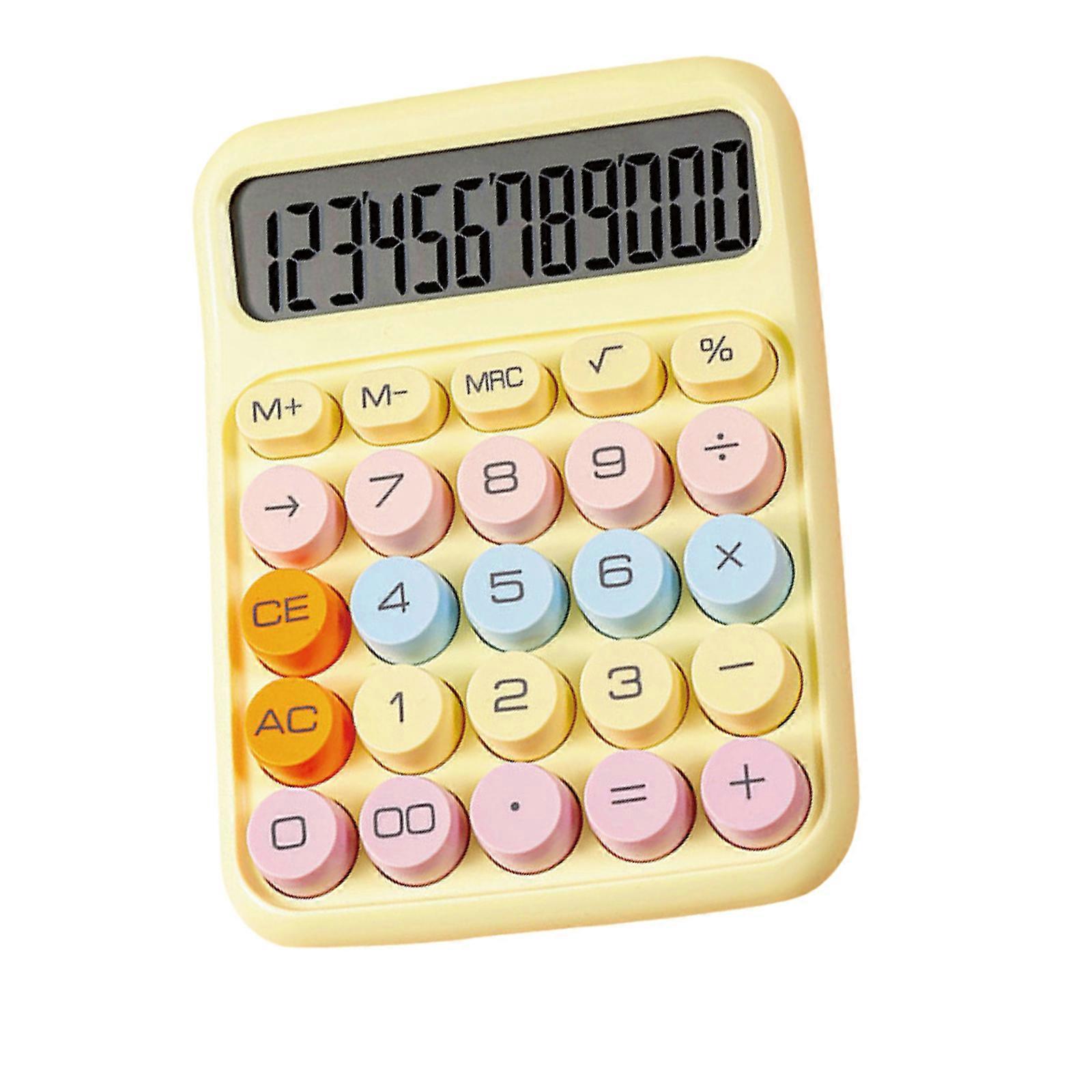 Mechanical Calculator 10 Digit with Big Button Calculators Large LCD Display Electronic Calculators Desk Calculator  Yellow